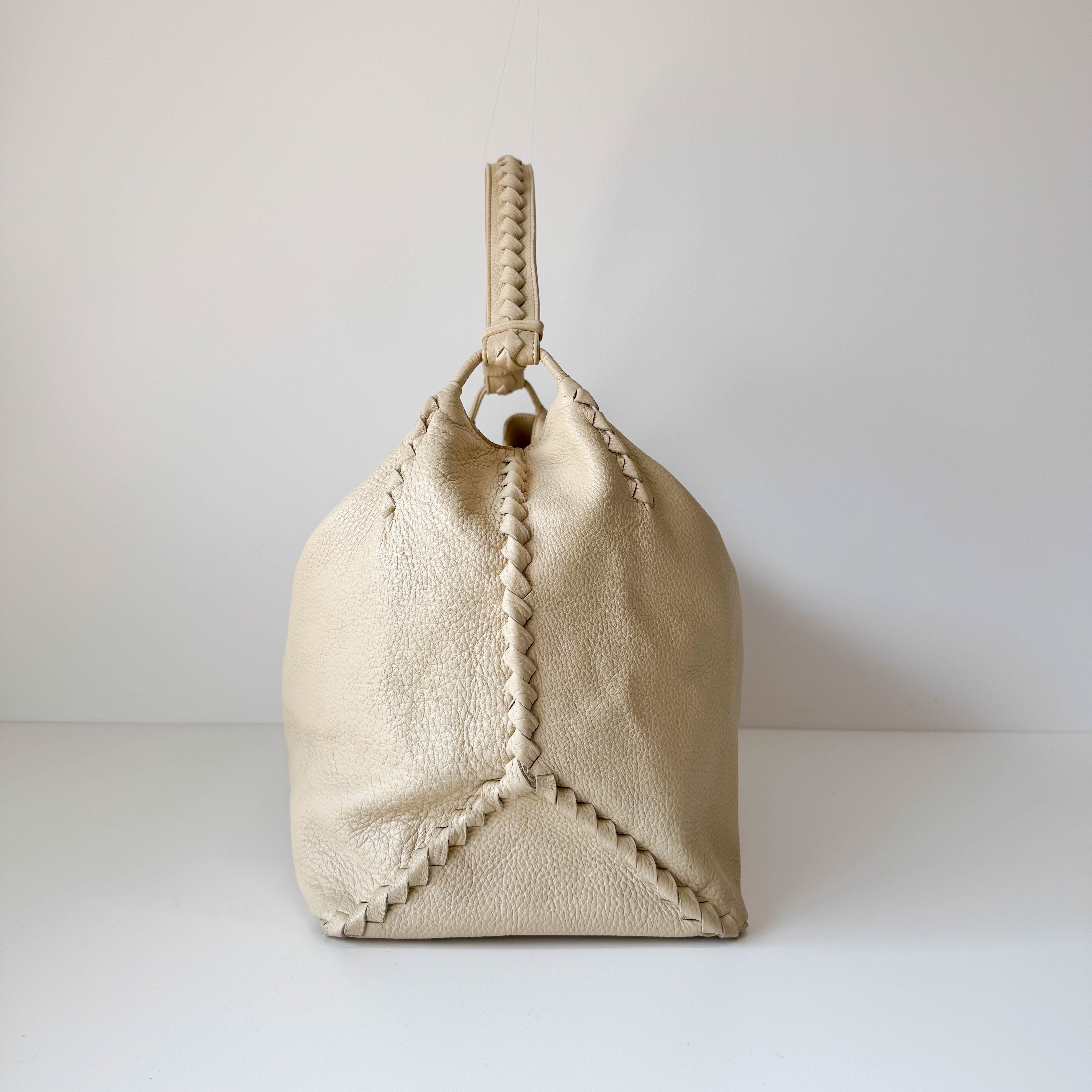 Beige Leather Hobo