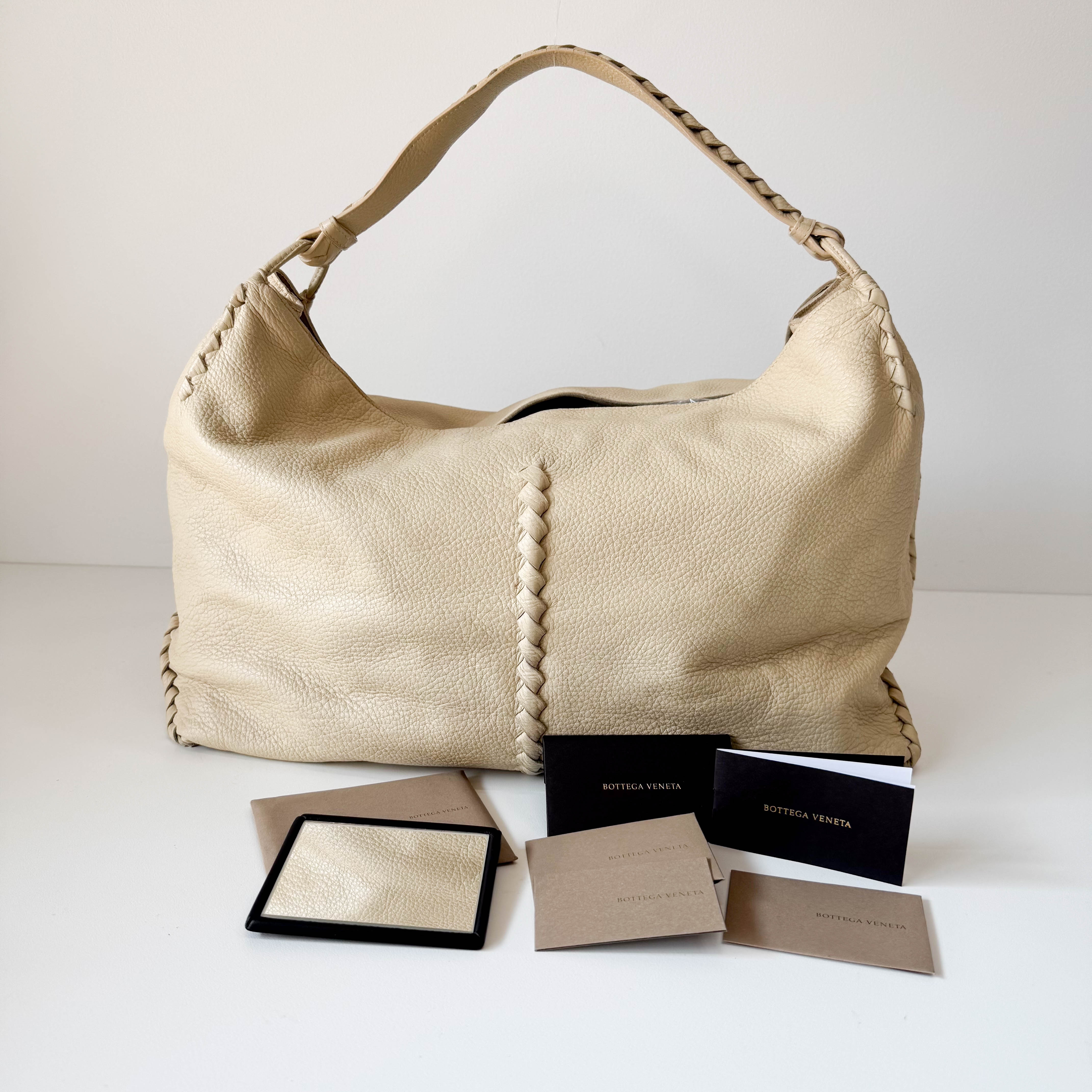 Beige Leather Hobo