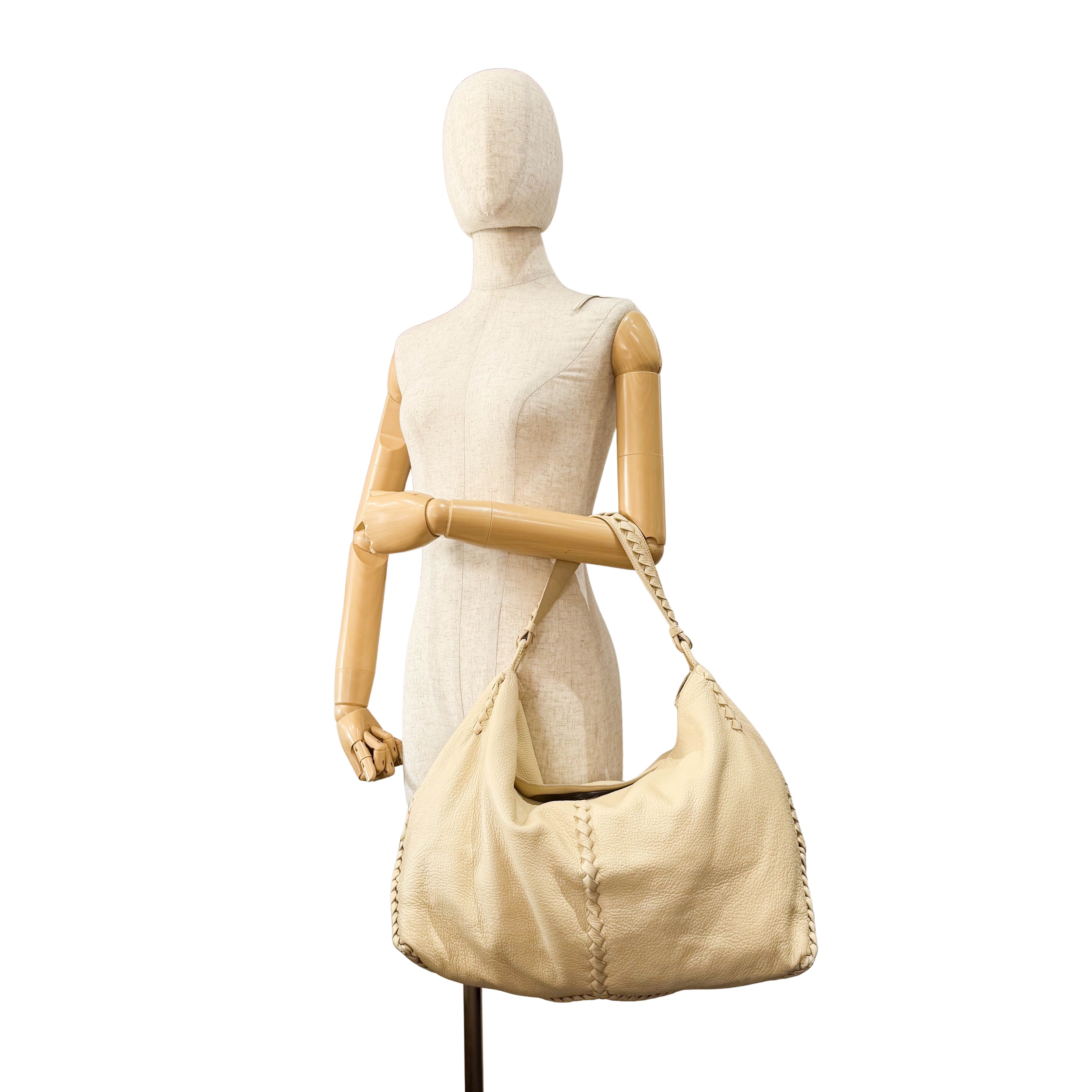 Beige Leather Hobo
