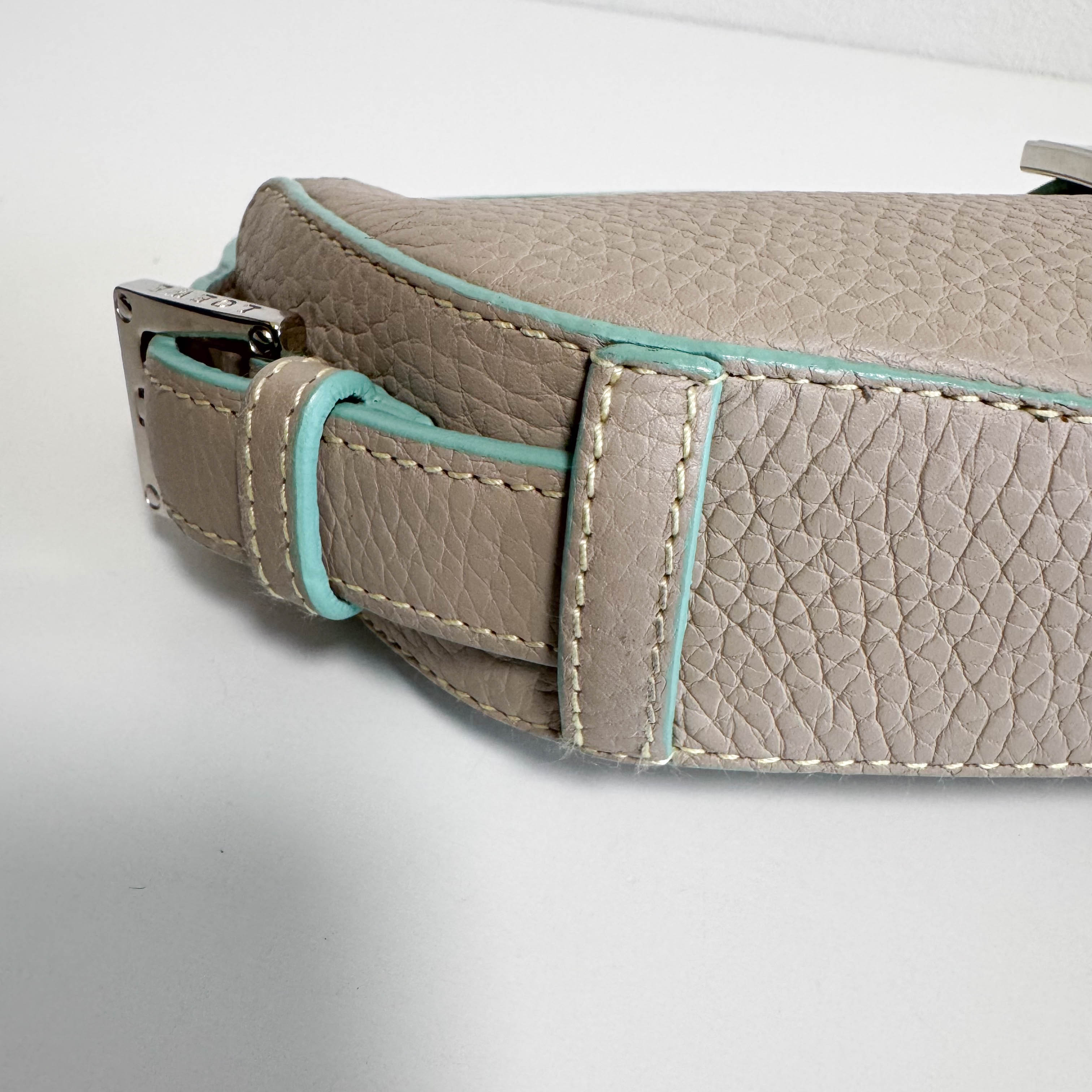 Beige Leather Hobo Shoulder Bag