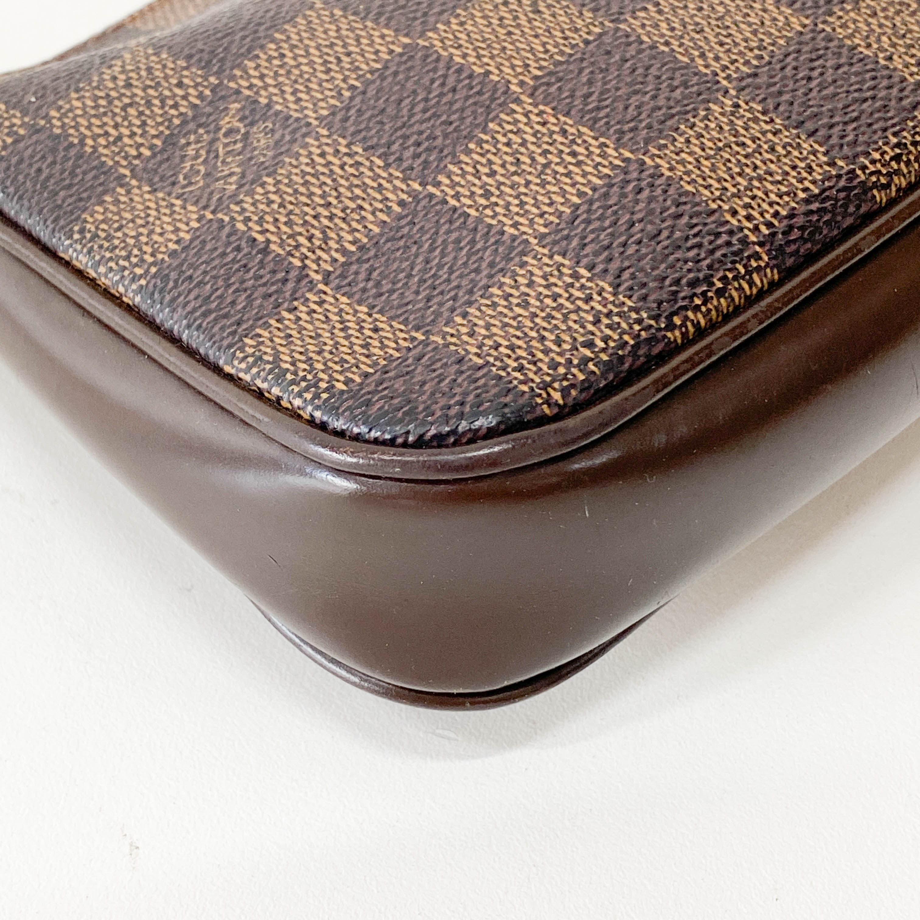 Damie Small Brown Checkered Pochette Shoulder Bag