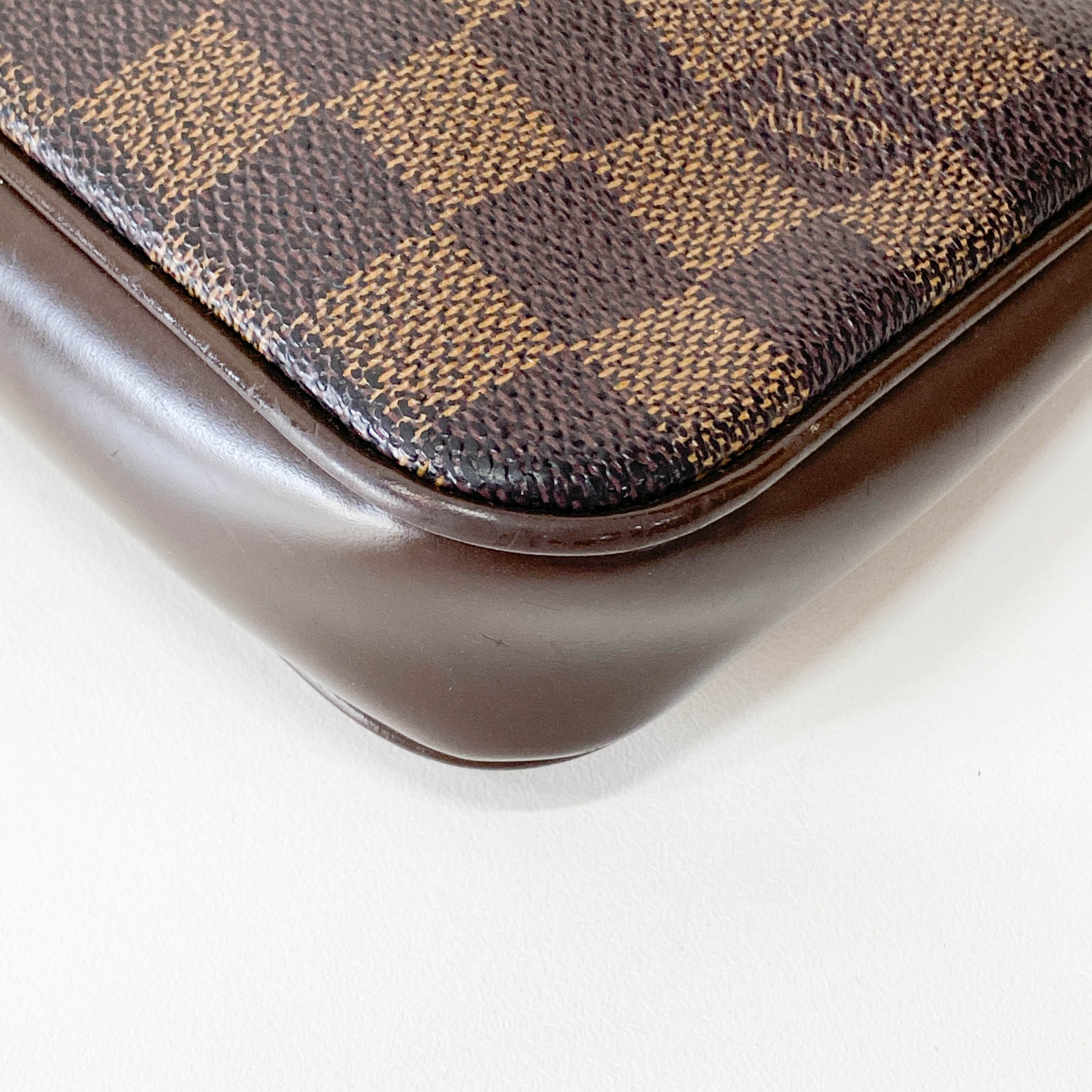 Damie Small Brown Checkered Pochette Shoulder Bag