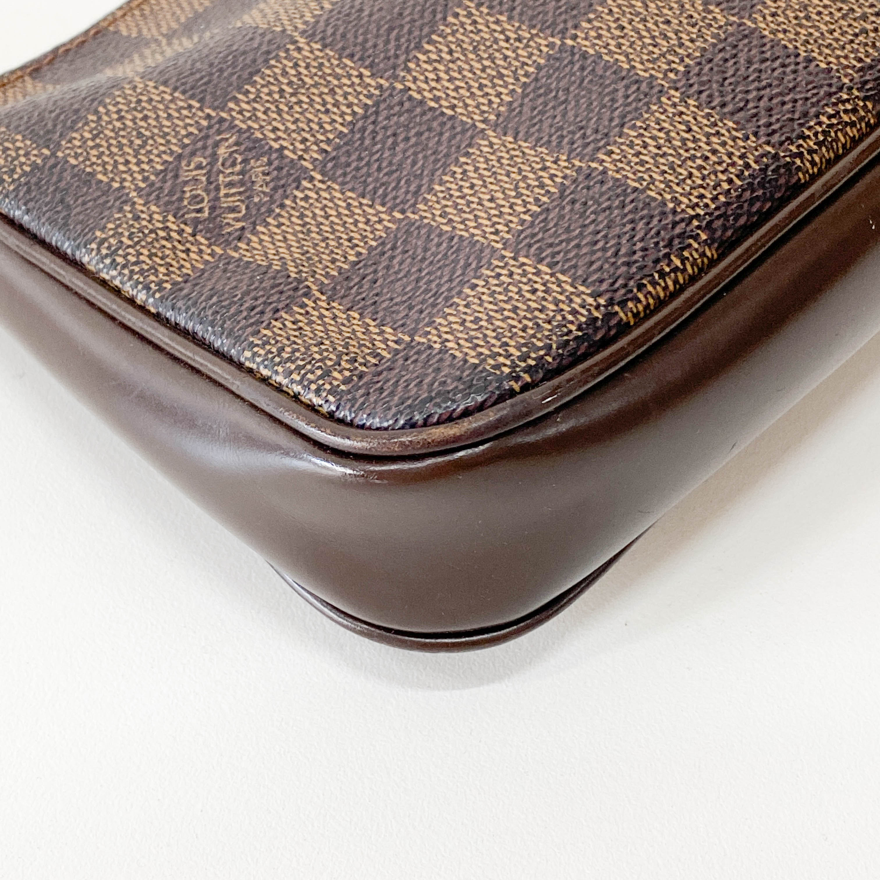 Damie Small Brown Checkered Pochette Shoulder Bag