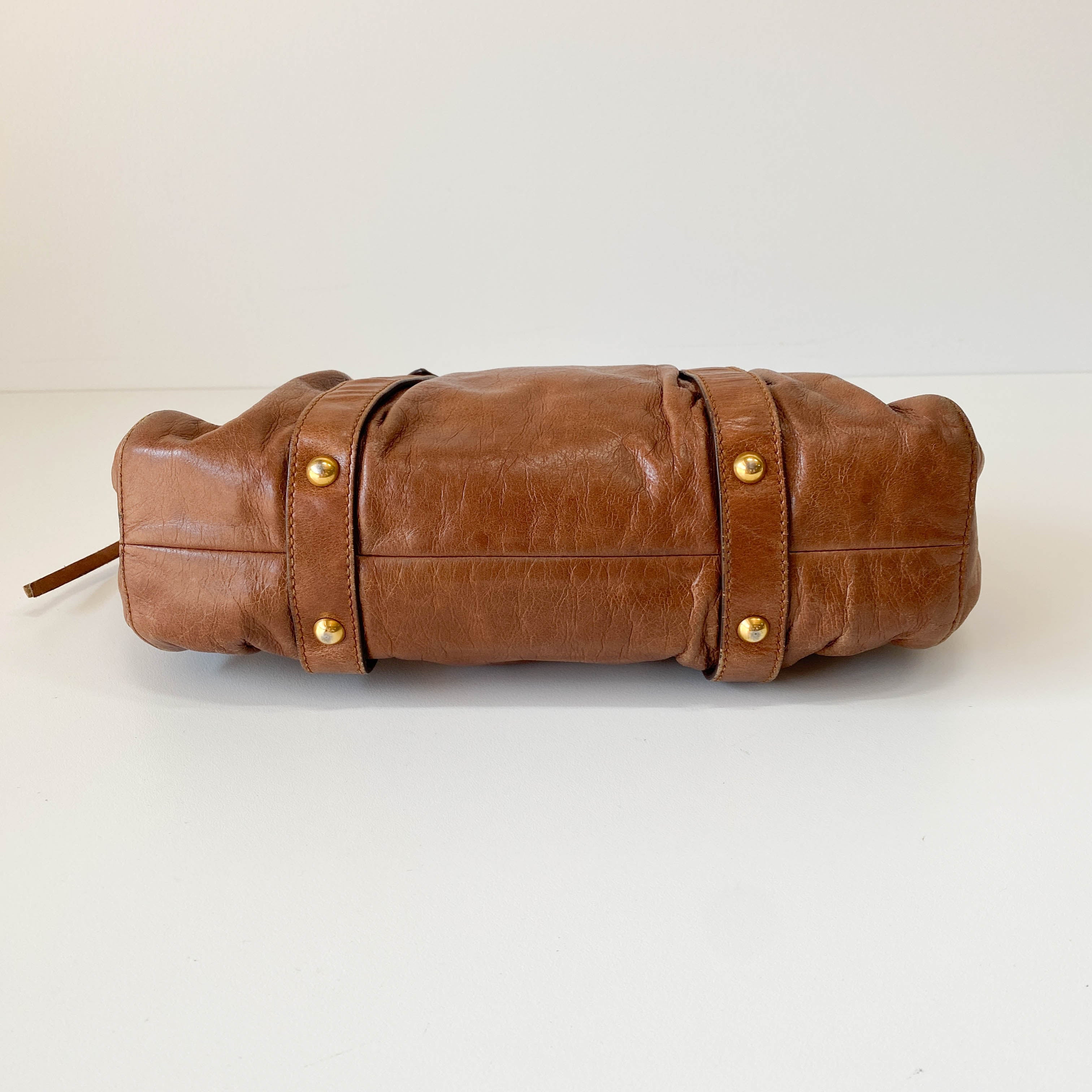 Vitello Brown Leather Handle Bag