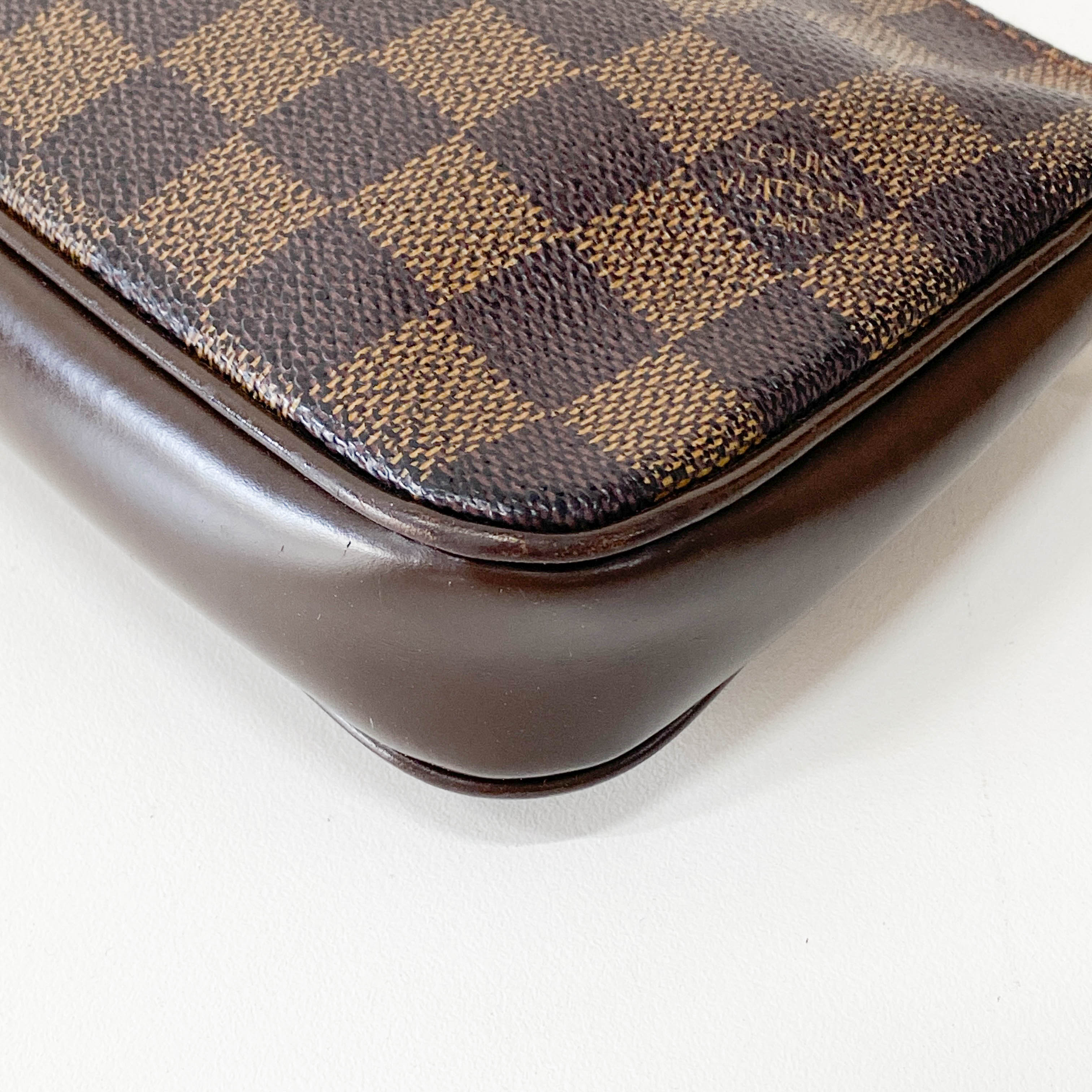 Damie Small Brown Checkered Pochette Shoulder Bag