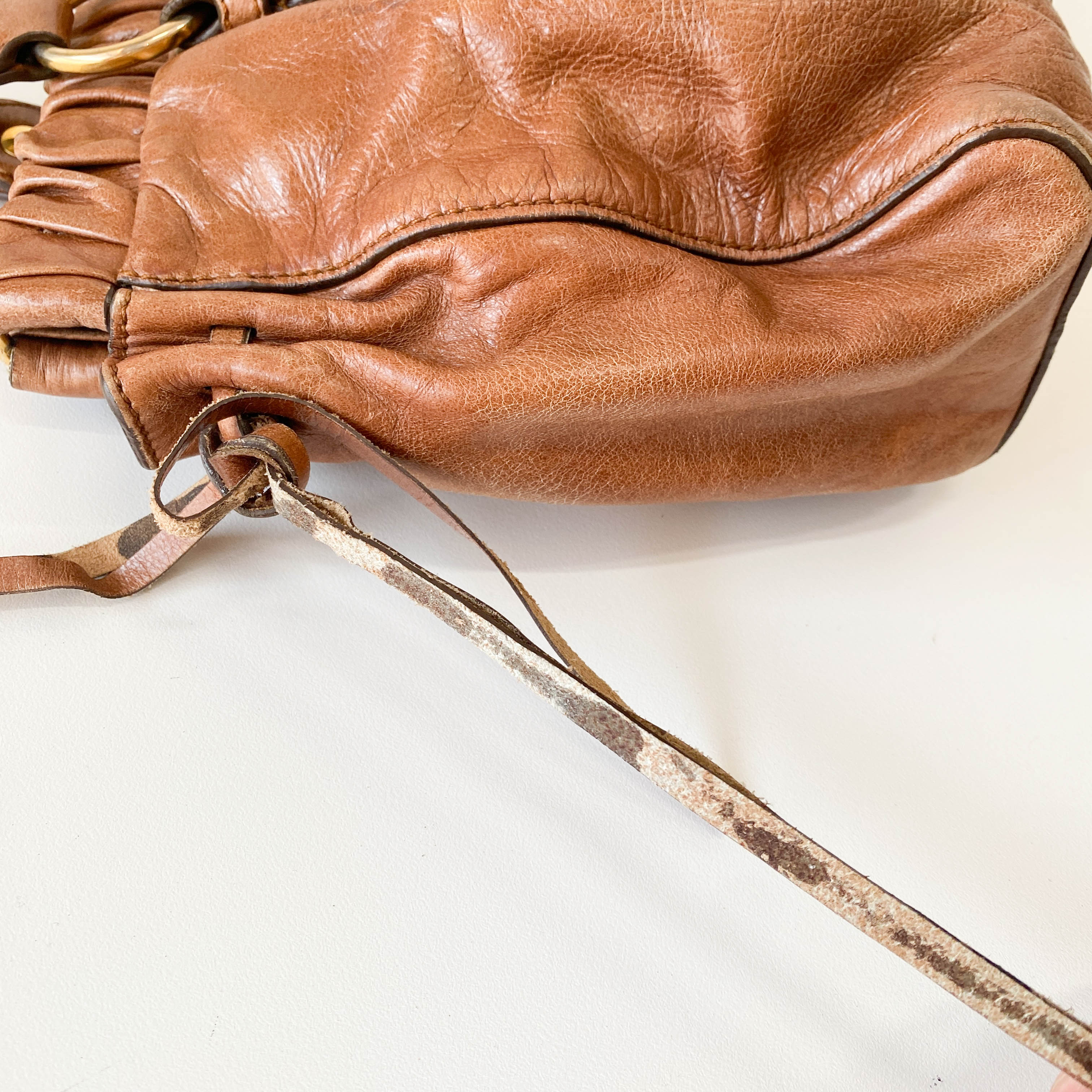 Vitello Brown Leather Handle Bag