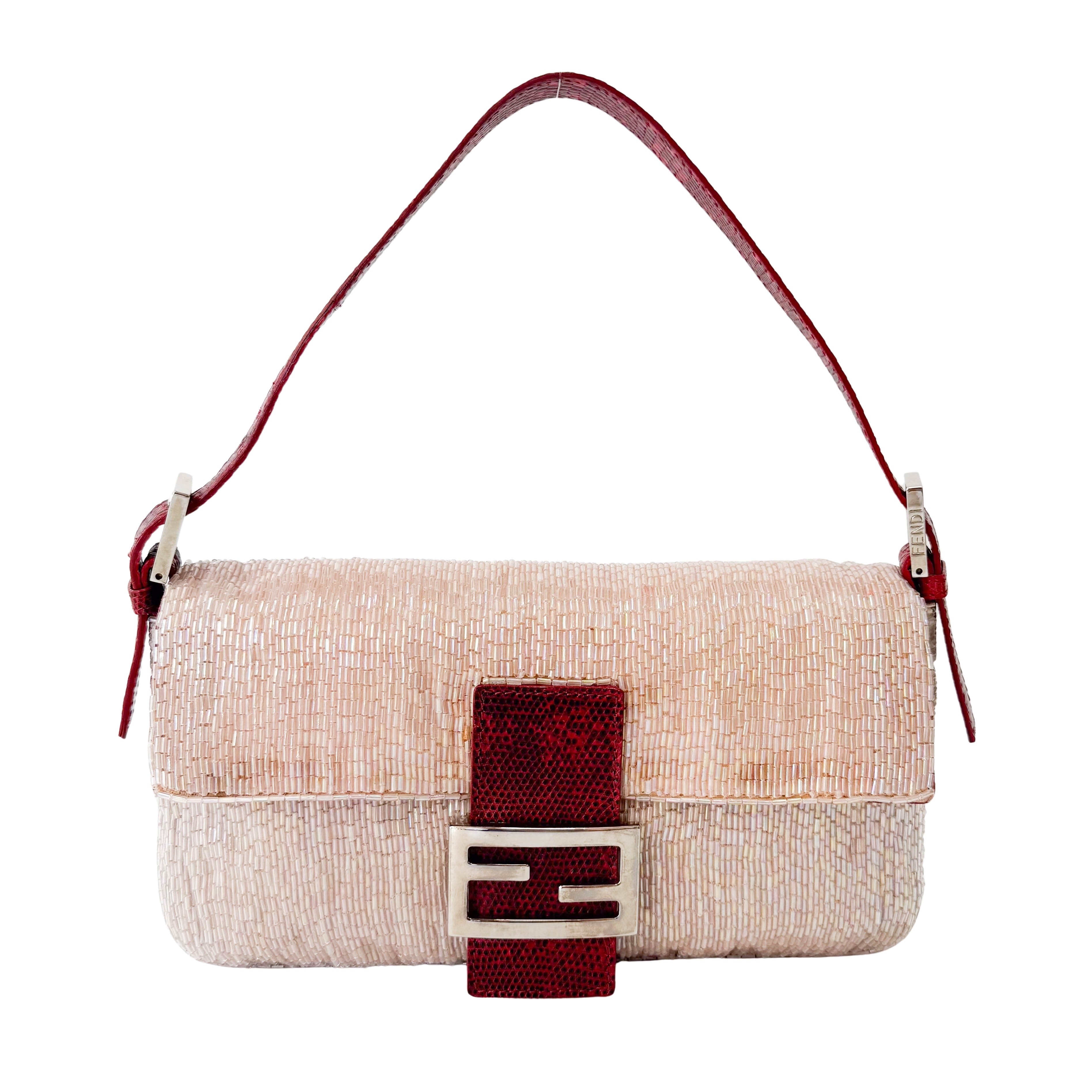 Baguette Pink Beaded Shoulder Bag