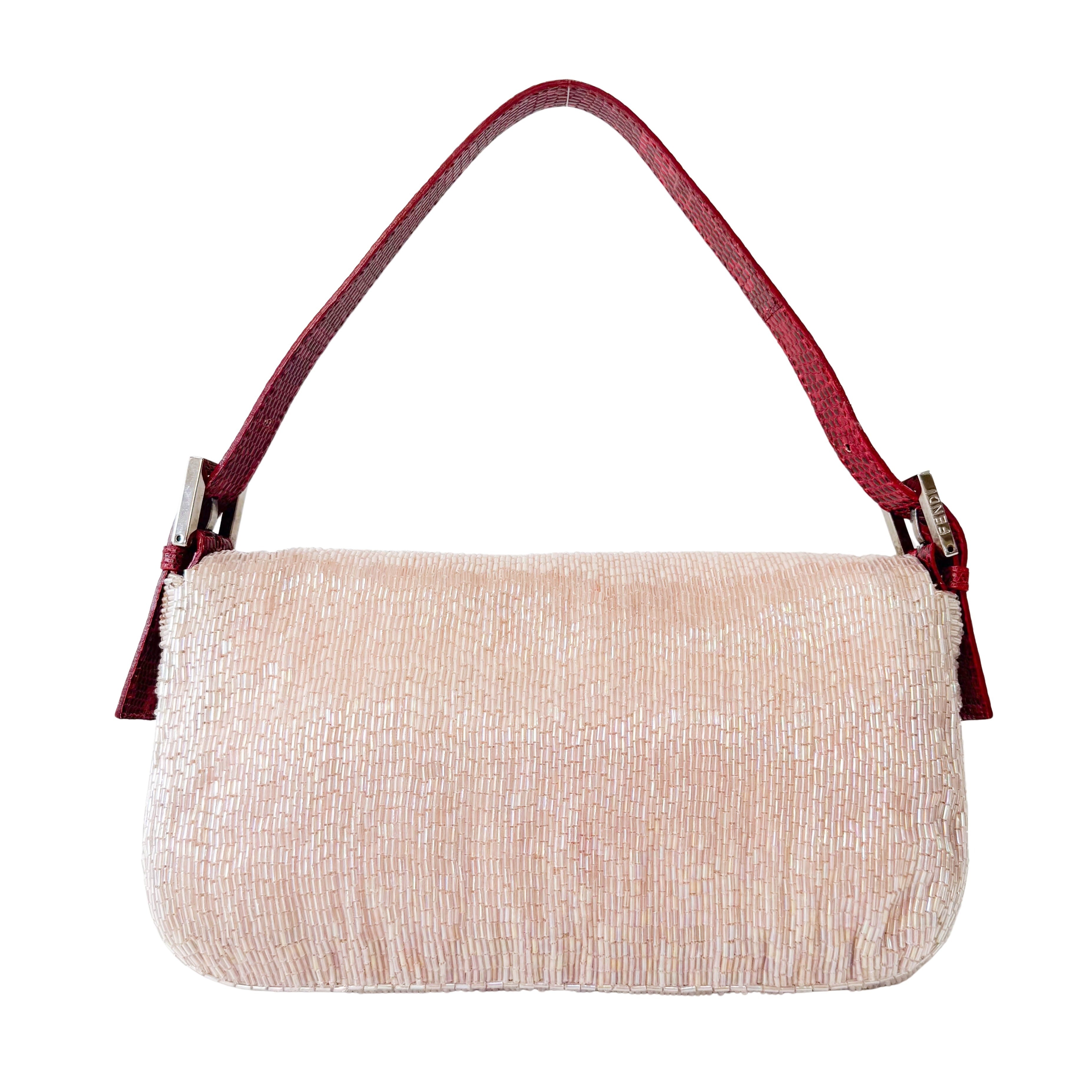 Baguette Pink Beaded Shoulder Bag