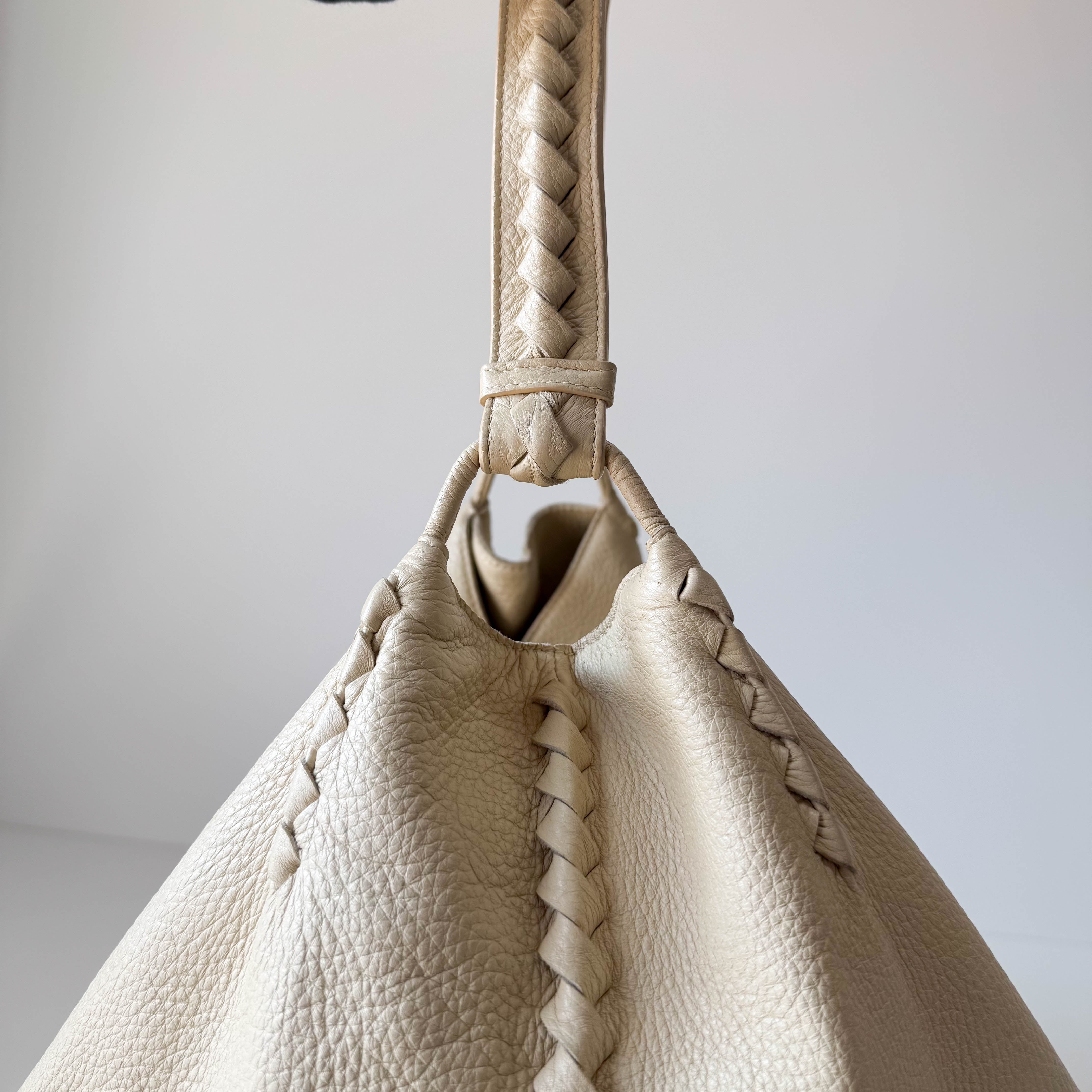 Beige Leather Hobo