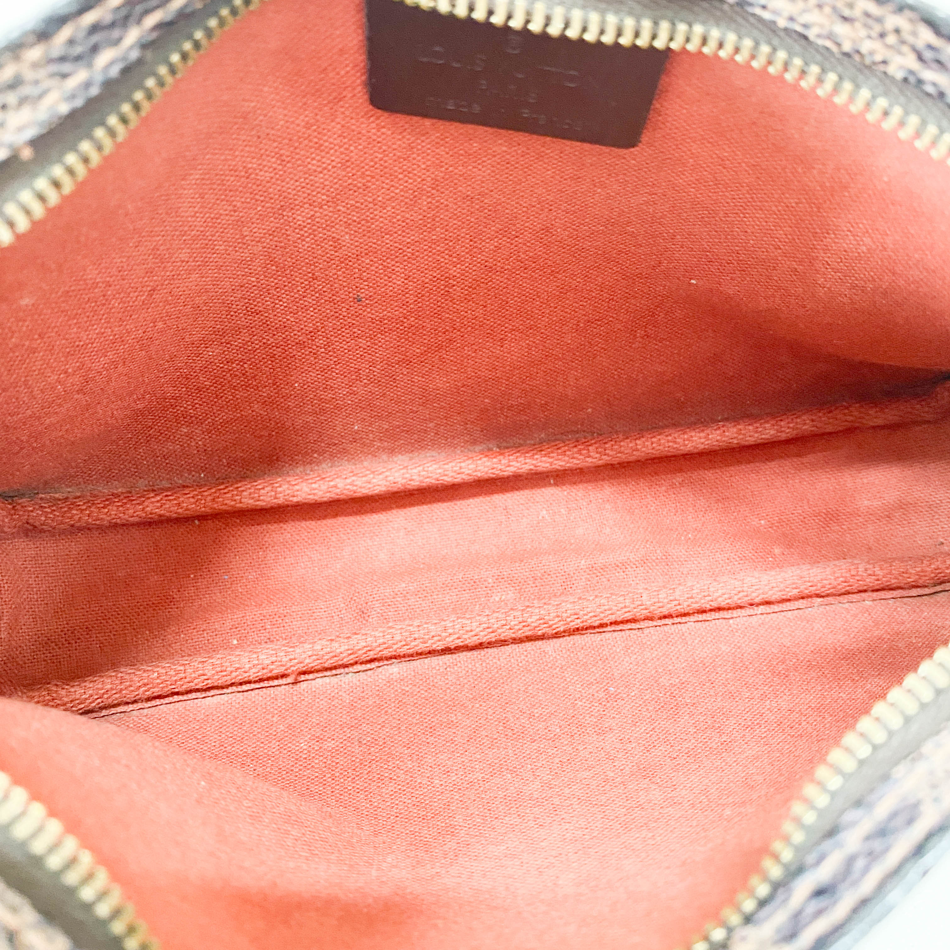 Damie Small Brown Checkered Pochette Shoulder Bag