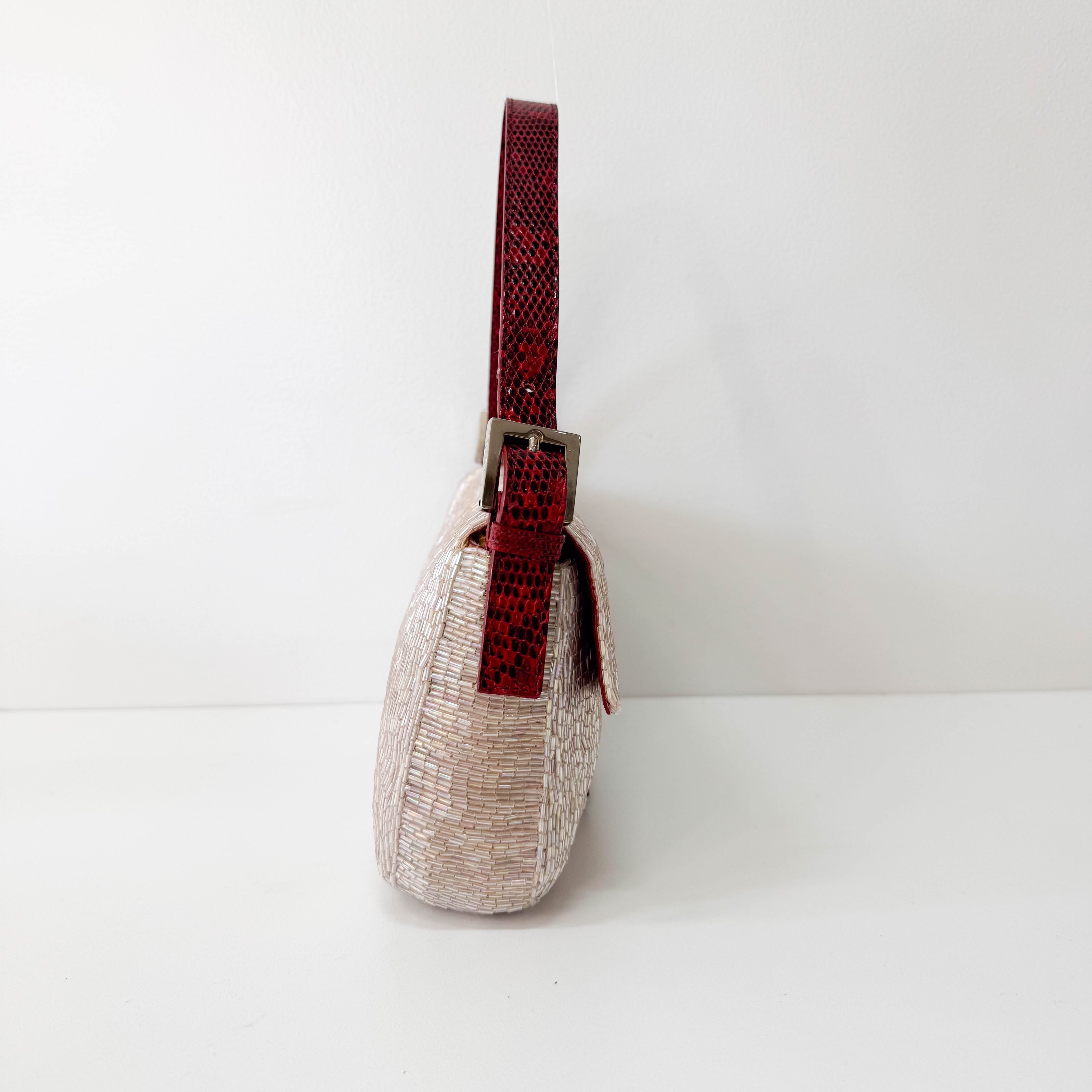 Baguette Pink Beaded Shoulder Bag