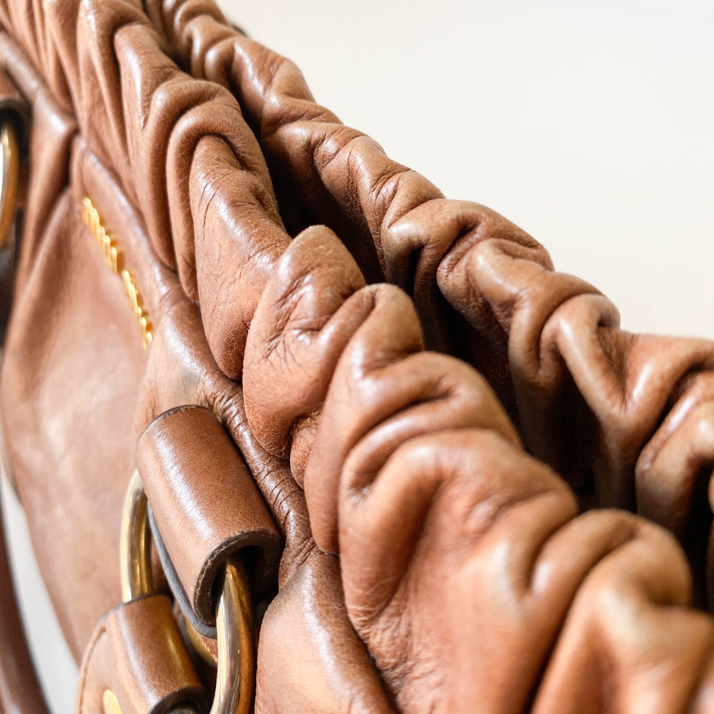 Vitello Brown Leather Handle Bag