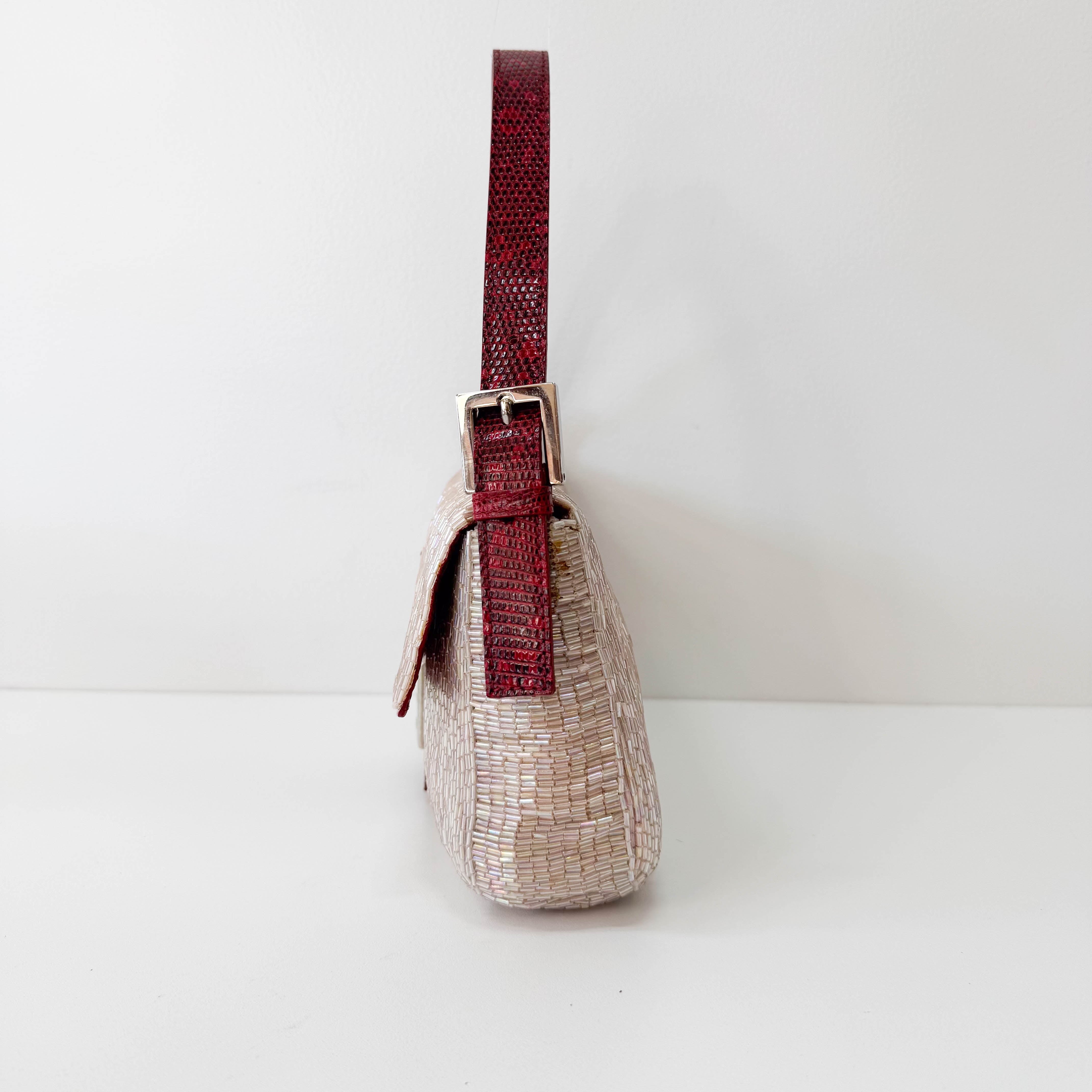 Baguette Pink Beaded Shoulder Bag