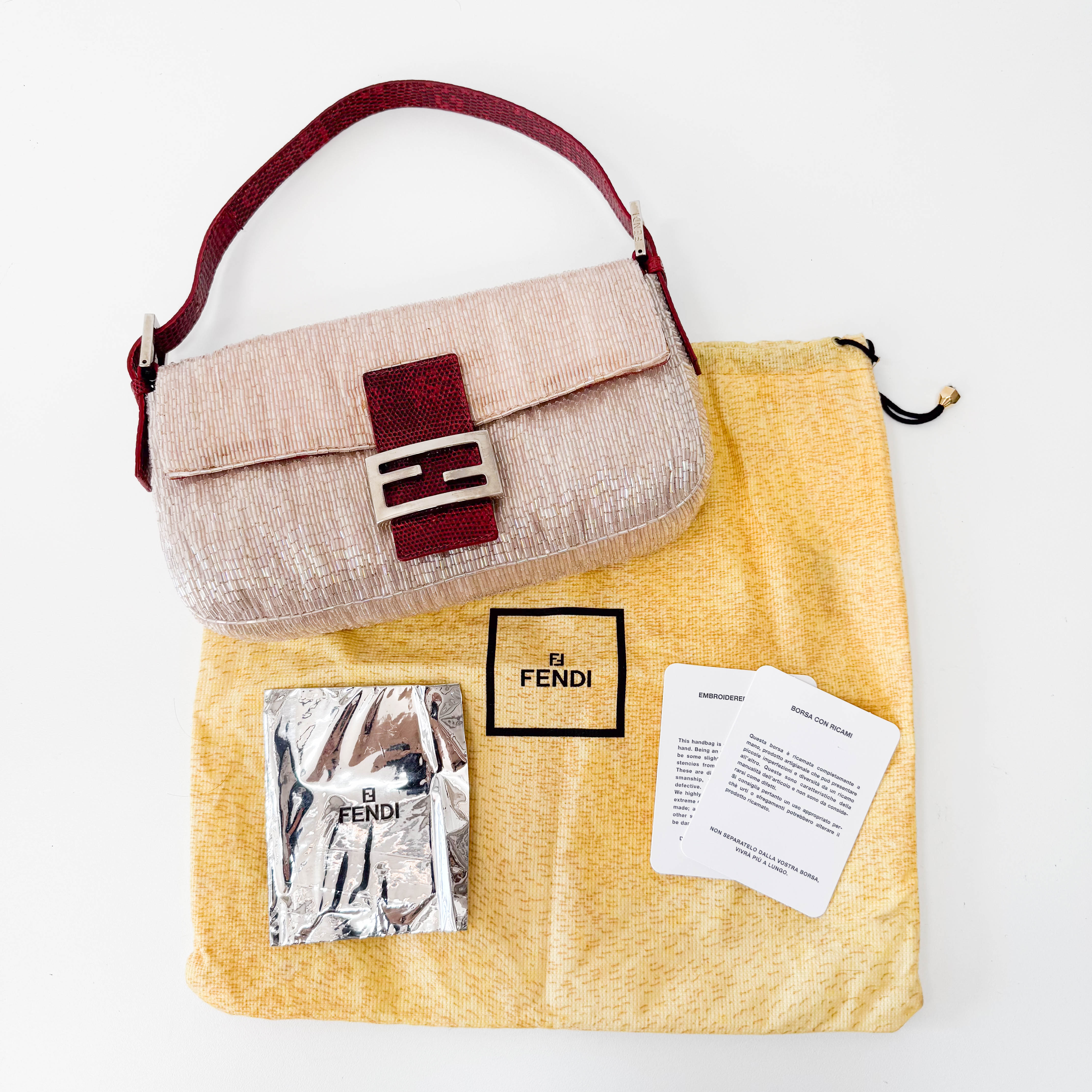 Baguette Pink Beaded Shoulder Bag