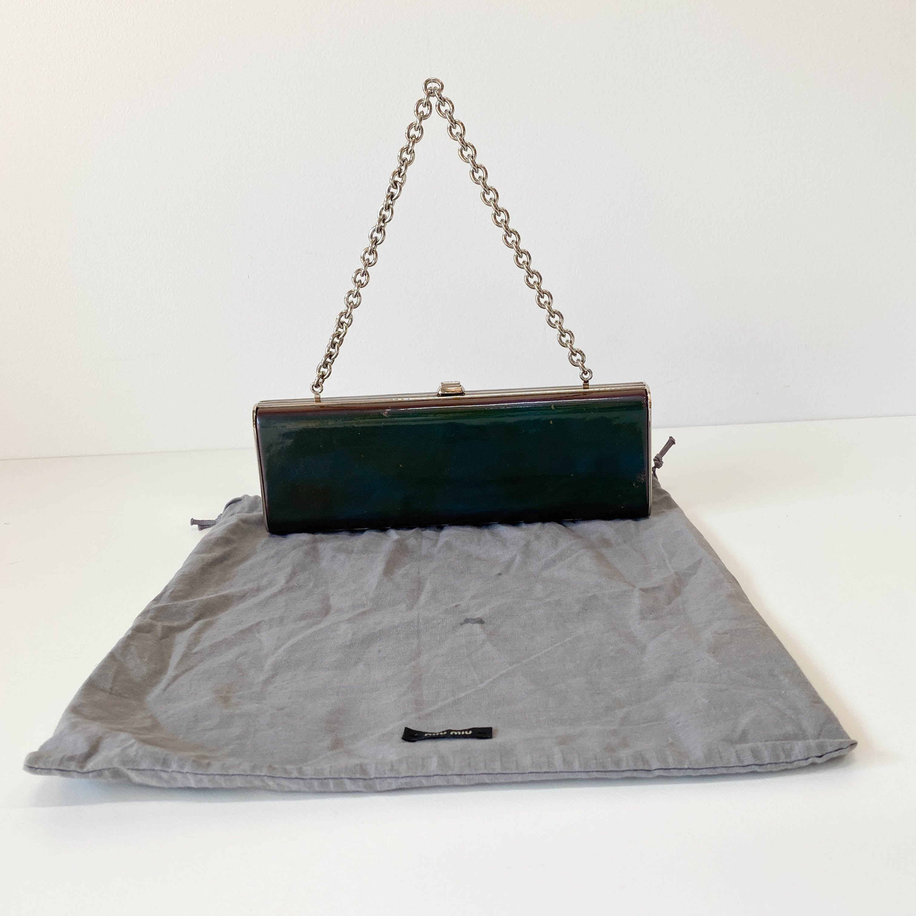 Archive Green Patent Leather Chain Shoulder Bag