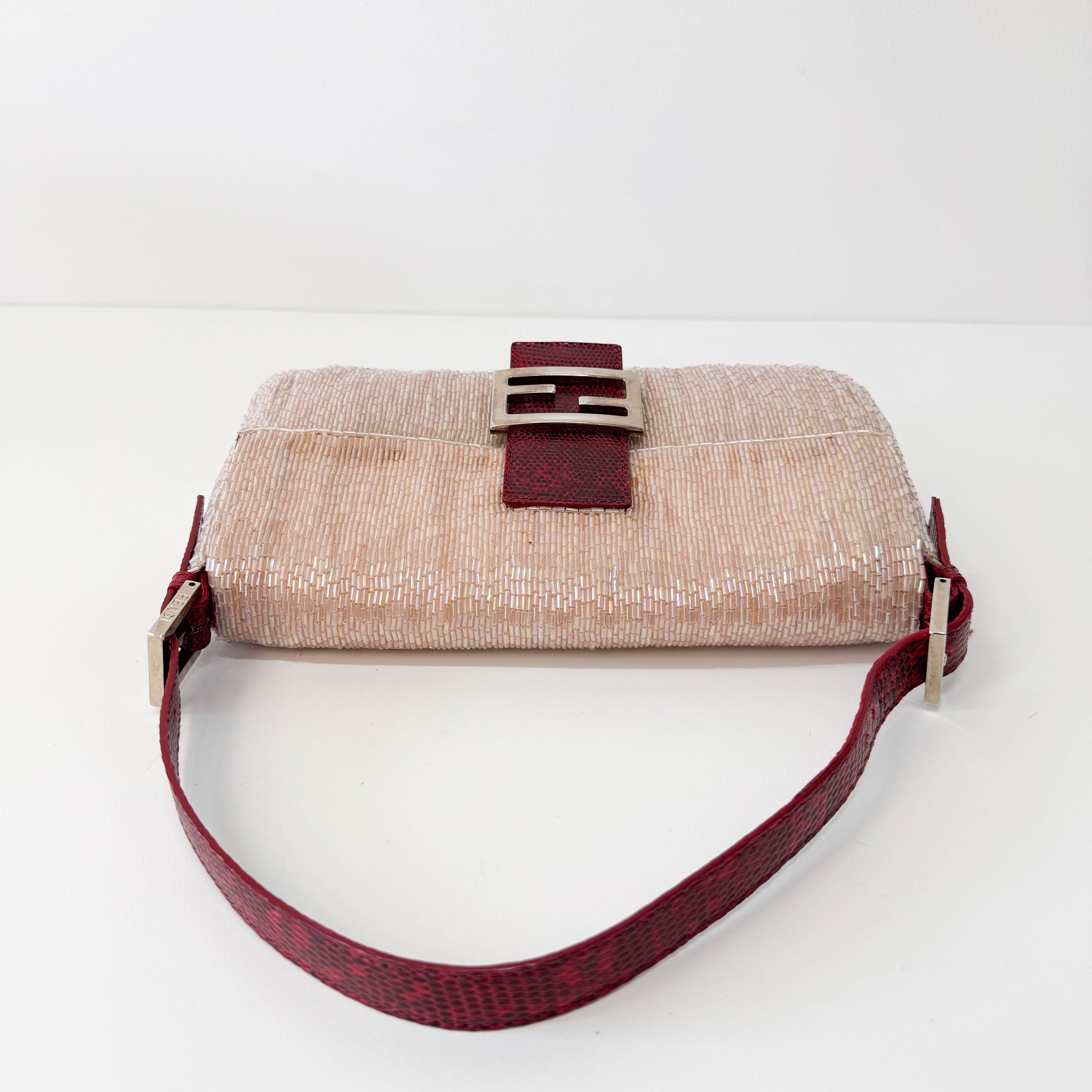 Baguette Pink Beaded Shoulder Bag