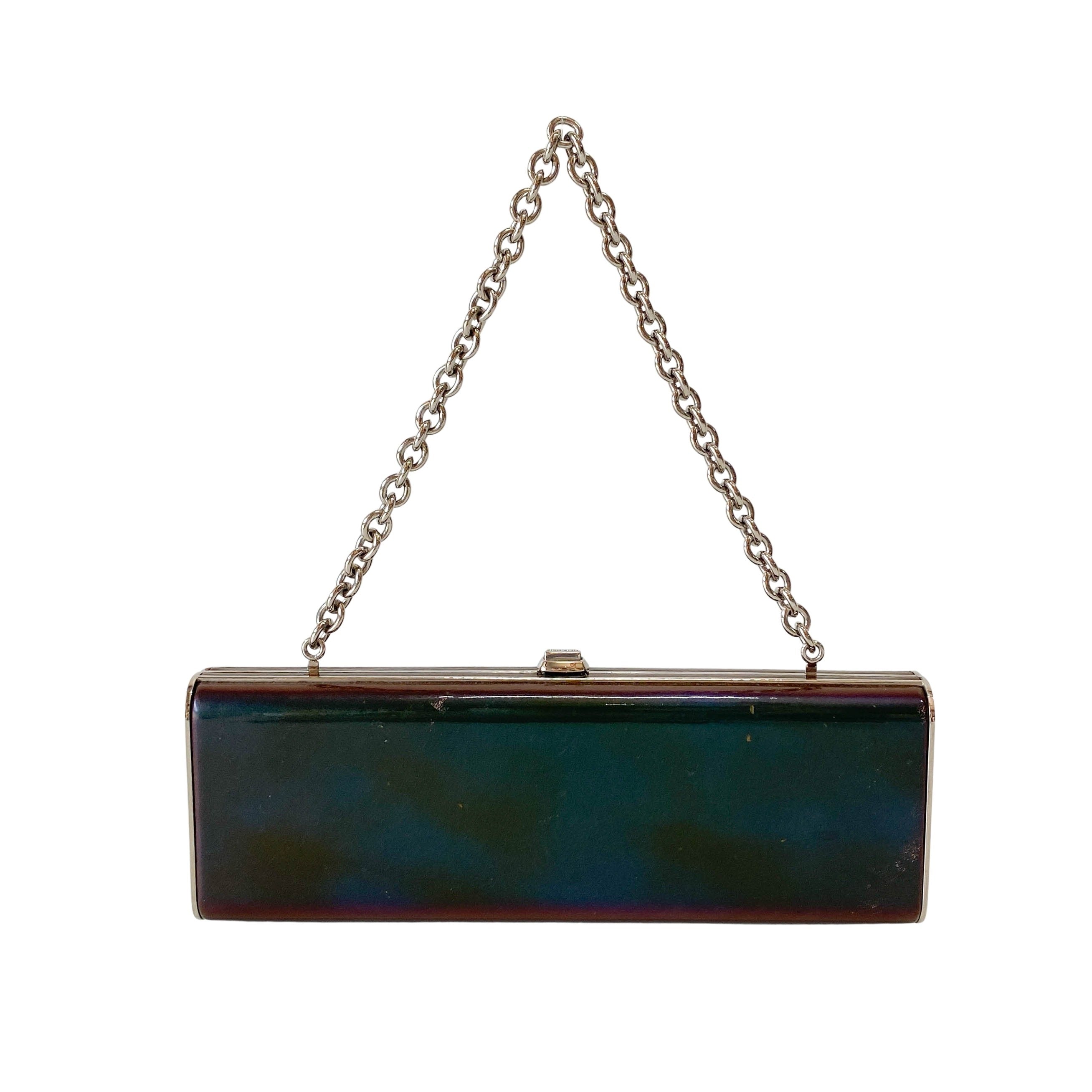 バッグ Miu Miu Archive Bijou Patent Clutch Bag Miu Miu Grey Crocodile Embossed Patent Leather St. Cocco Lux