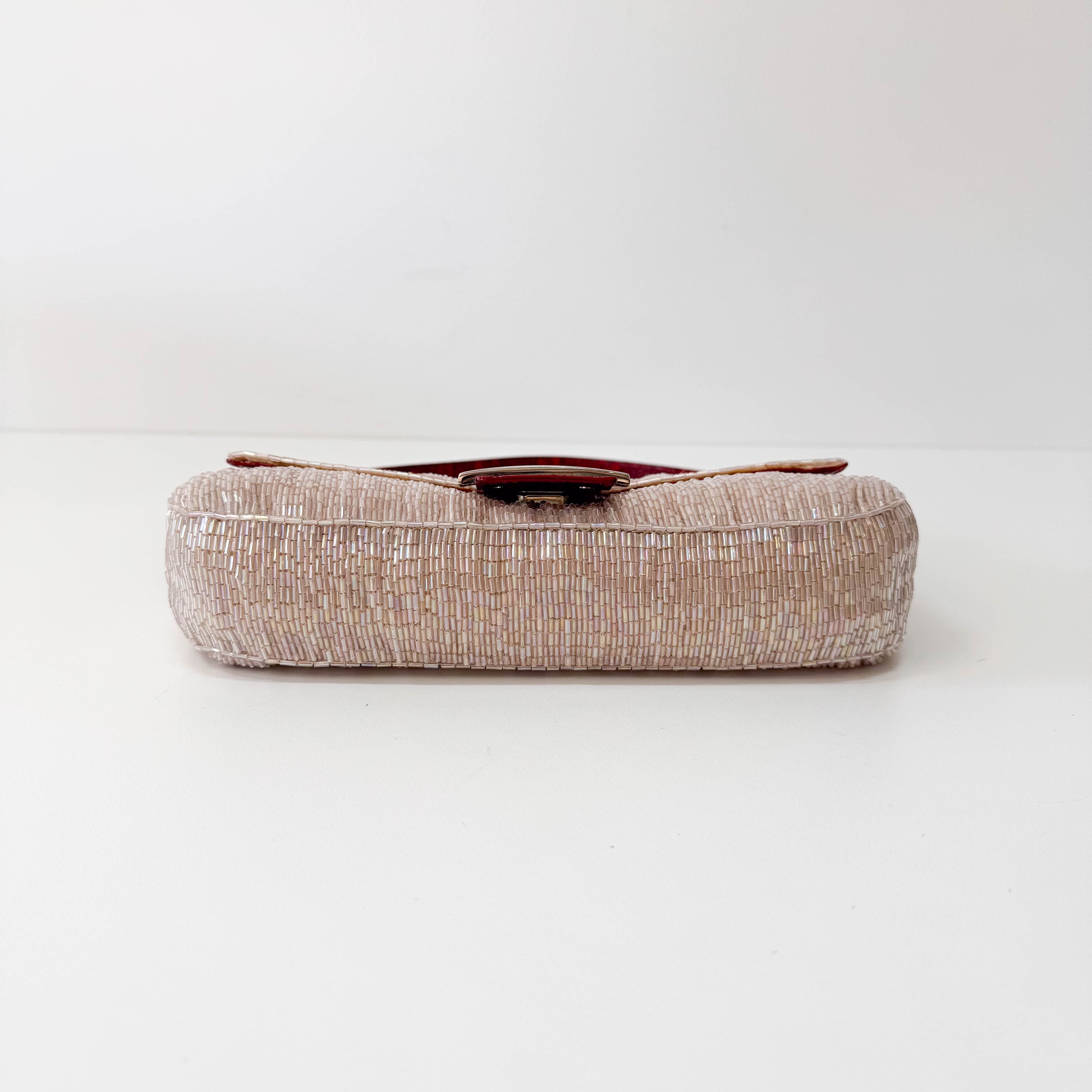 Baguette Pink Beaded Shoulder Bag