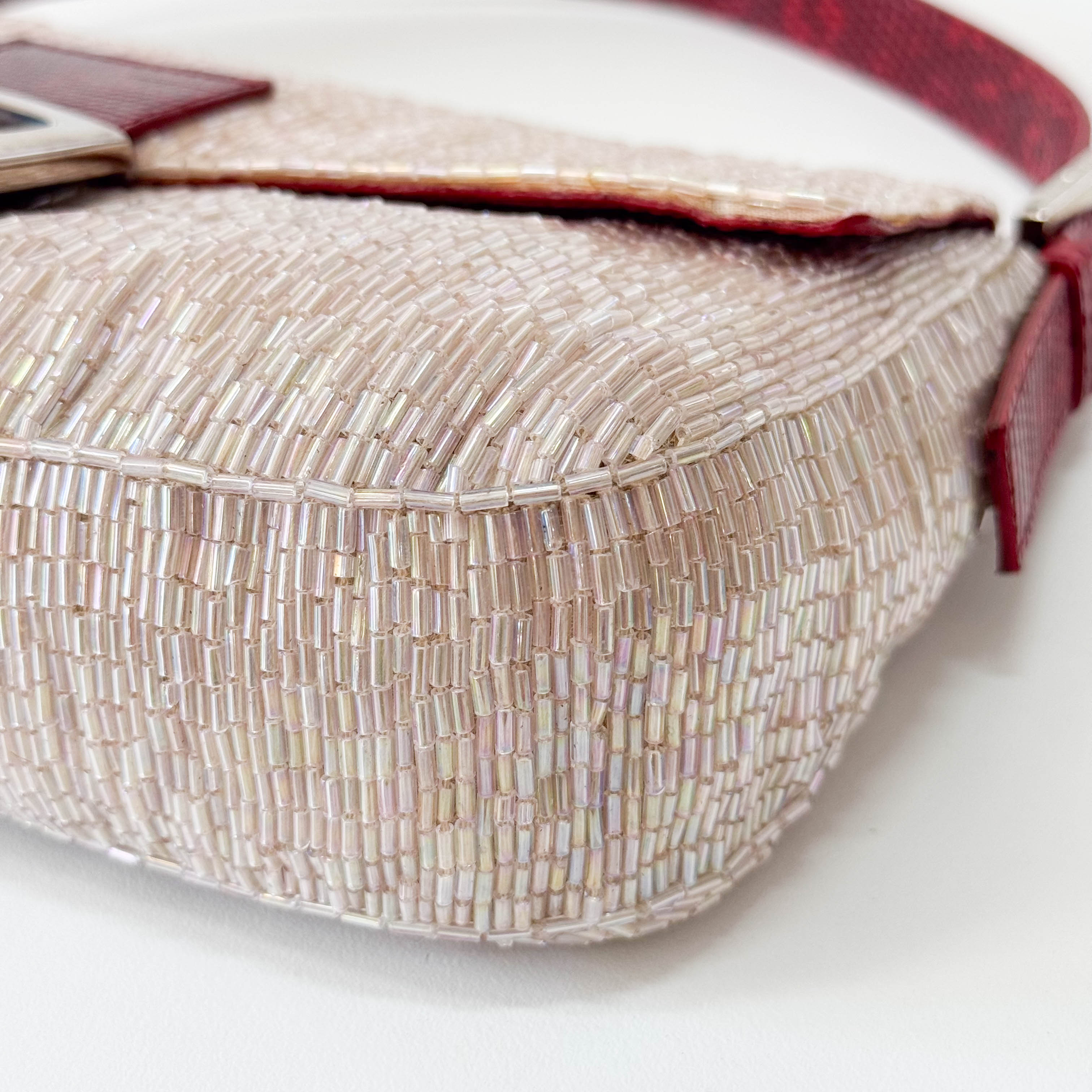 Baguette Pink Beaded Shoulder Bag