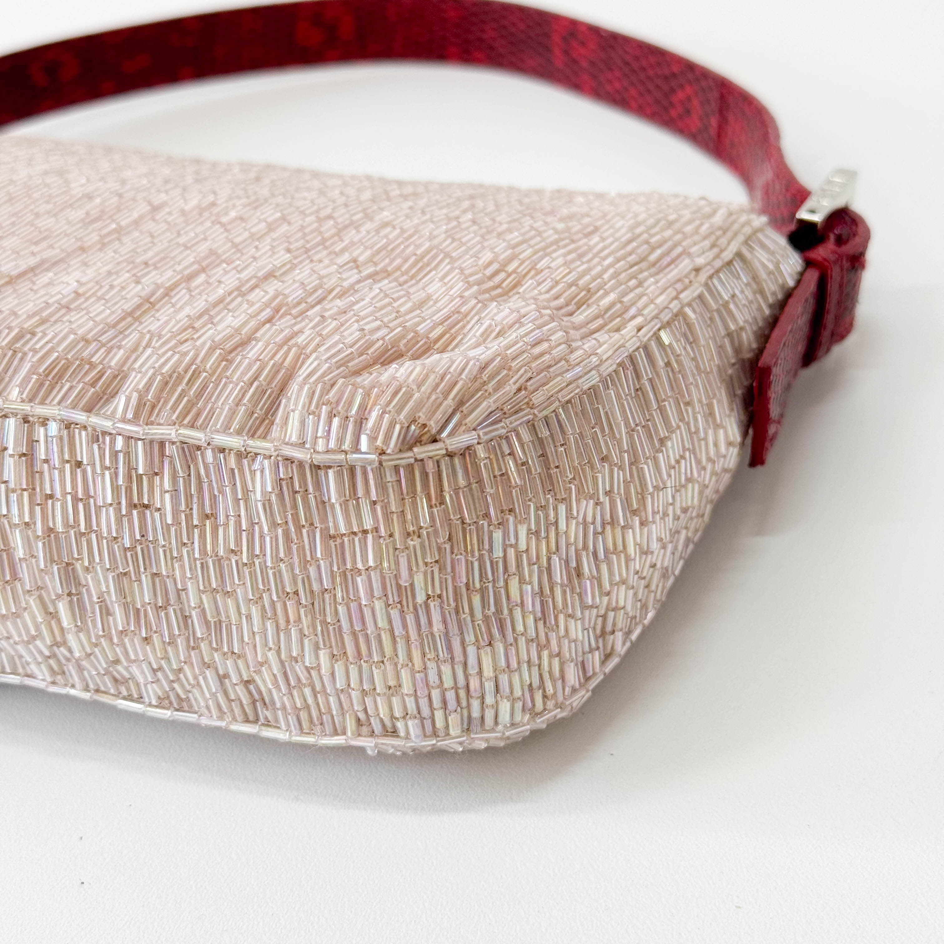 Baguette Pink Beaded Shoulder Bag