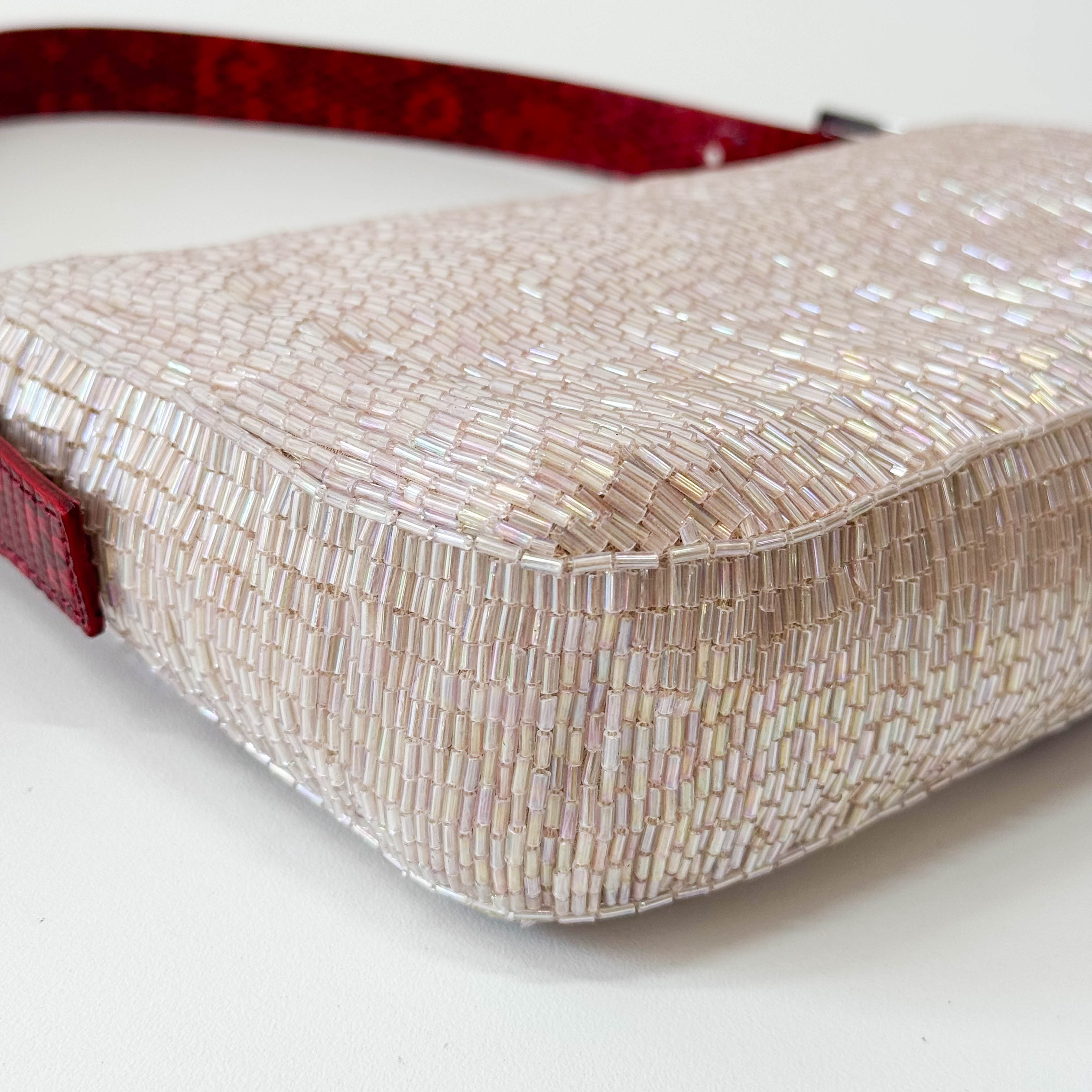 Baguette Pink Beaded Shoulder Bag