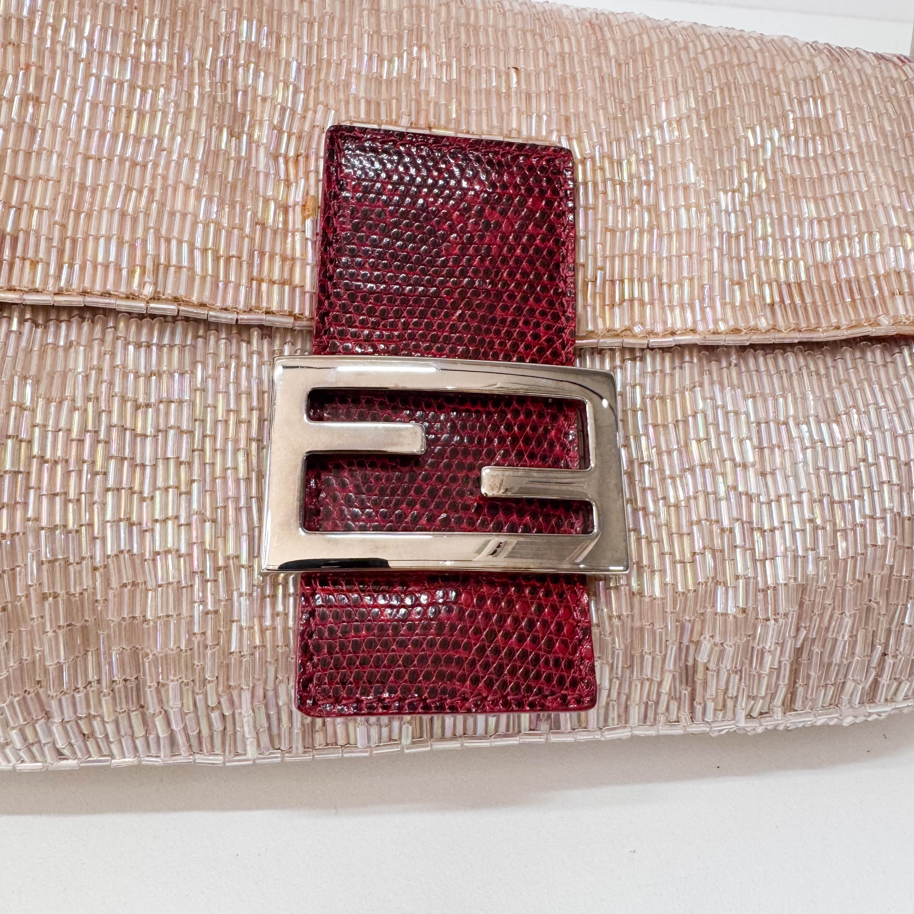 Baguette Pink Beaded Shoulder Bag
