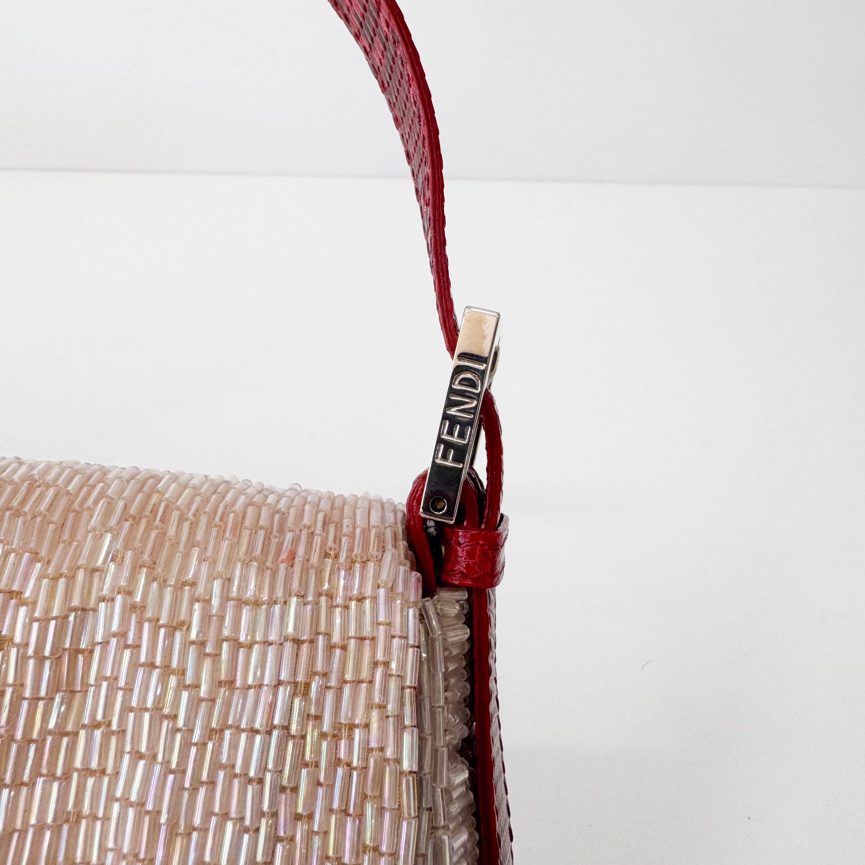 Baguette Pink Beaded Shoulder Bag