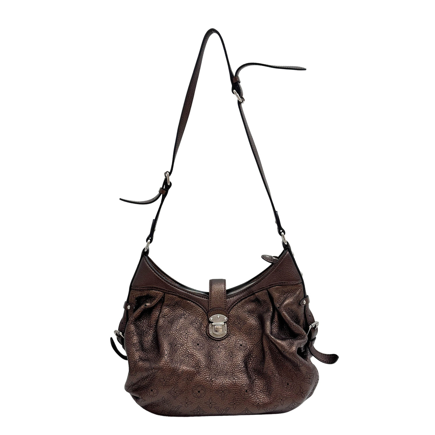 Dark Metallic Brown Mahina Crossbody Hobo Bag