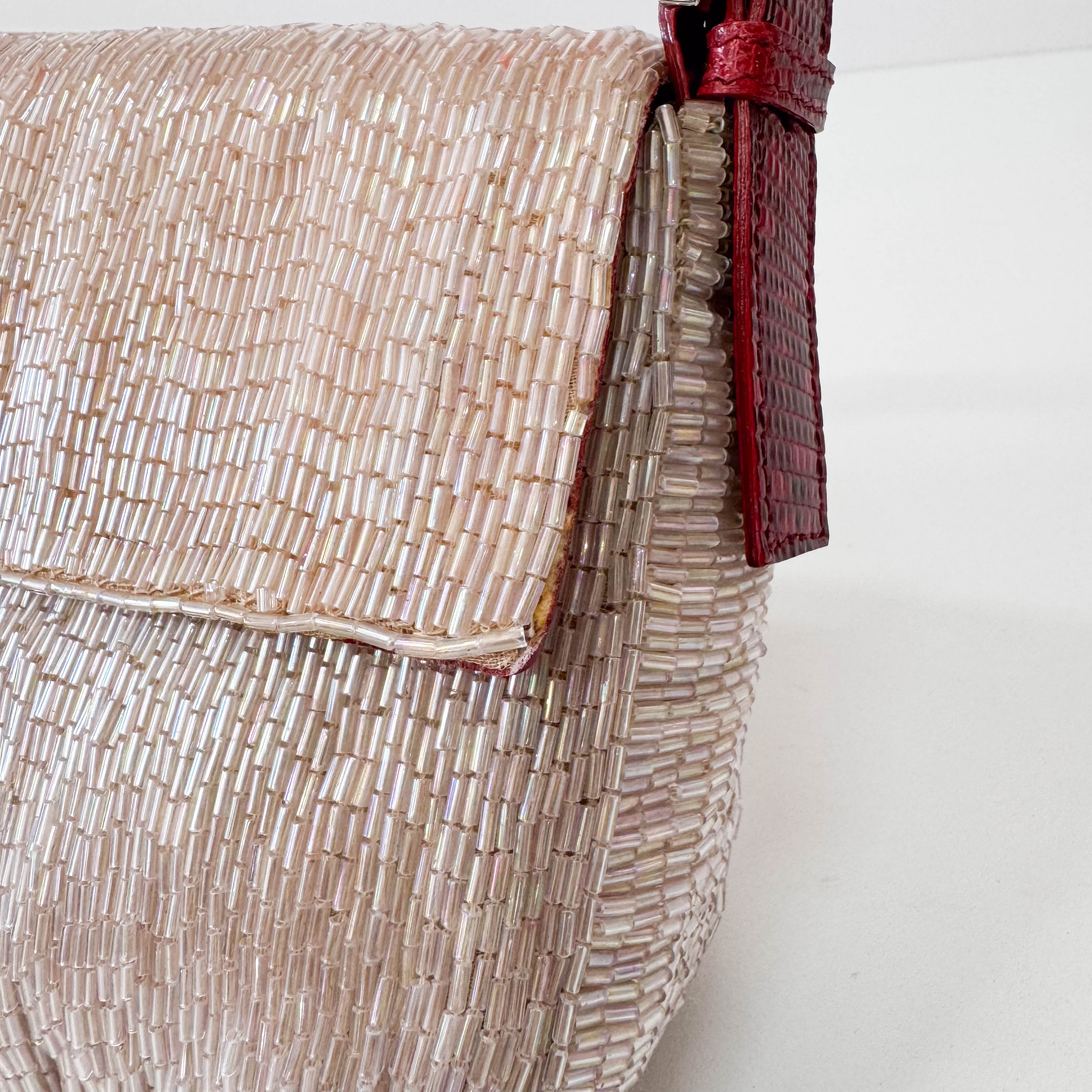 Baguette Pink Beaded Shoulder Bag