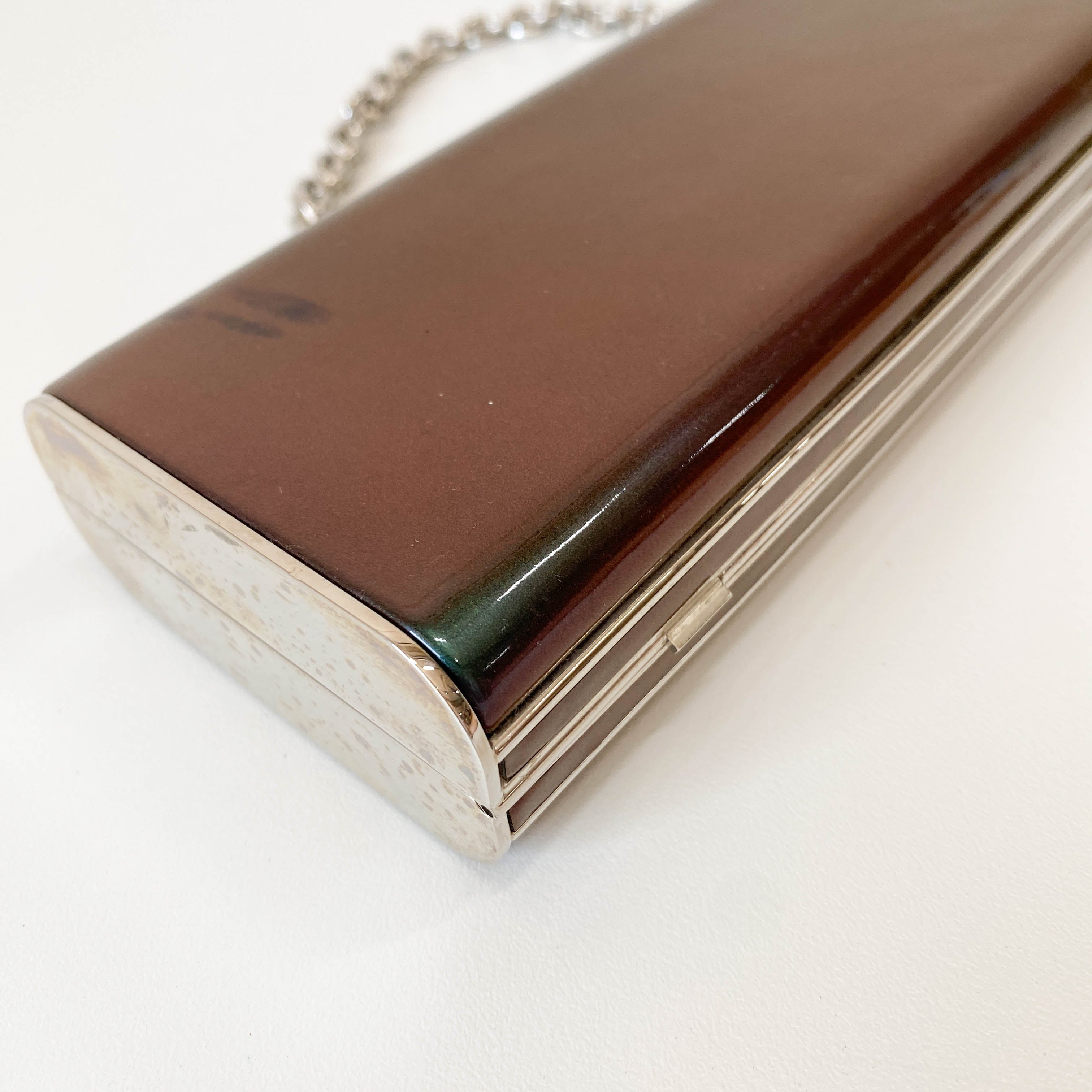 Archive Green Patent Leather Chain Shoulder Bag