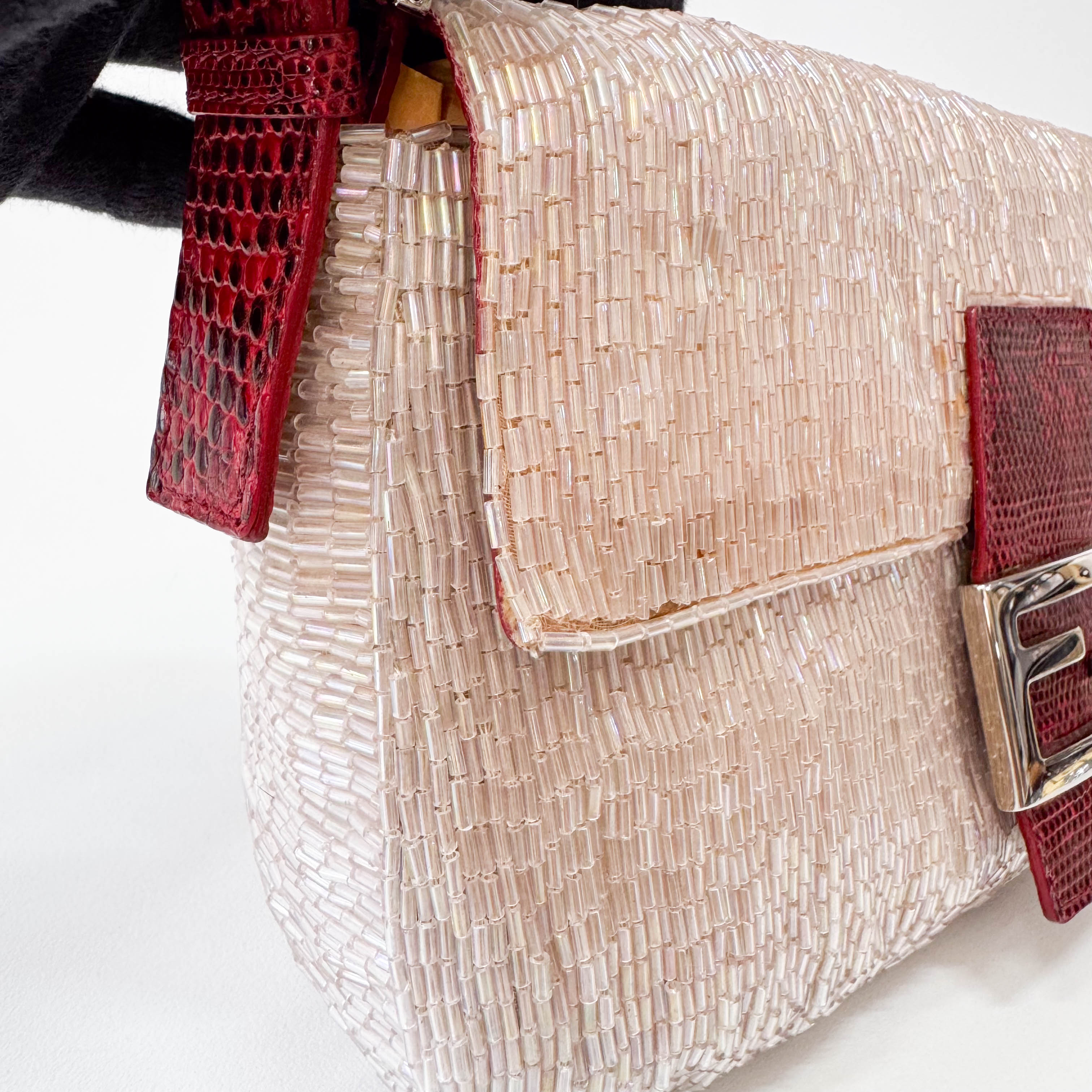 Baguette Pink Beaded Shoulder Bag