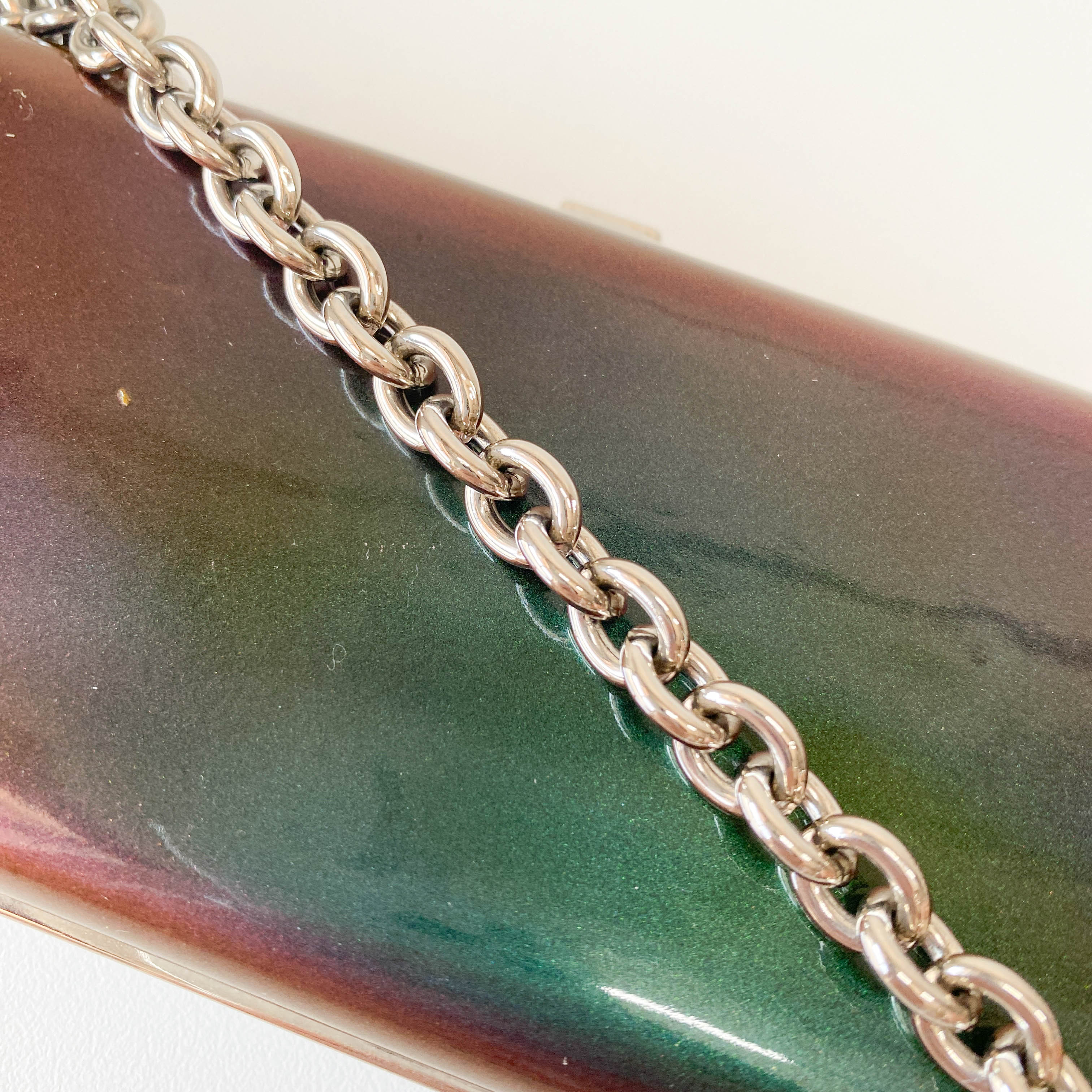 Archive Green Patent Leather Chain Shoulder Bag