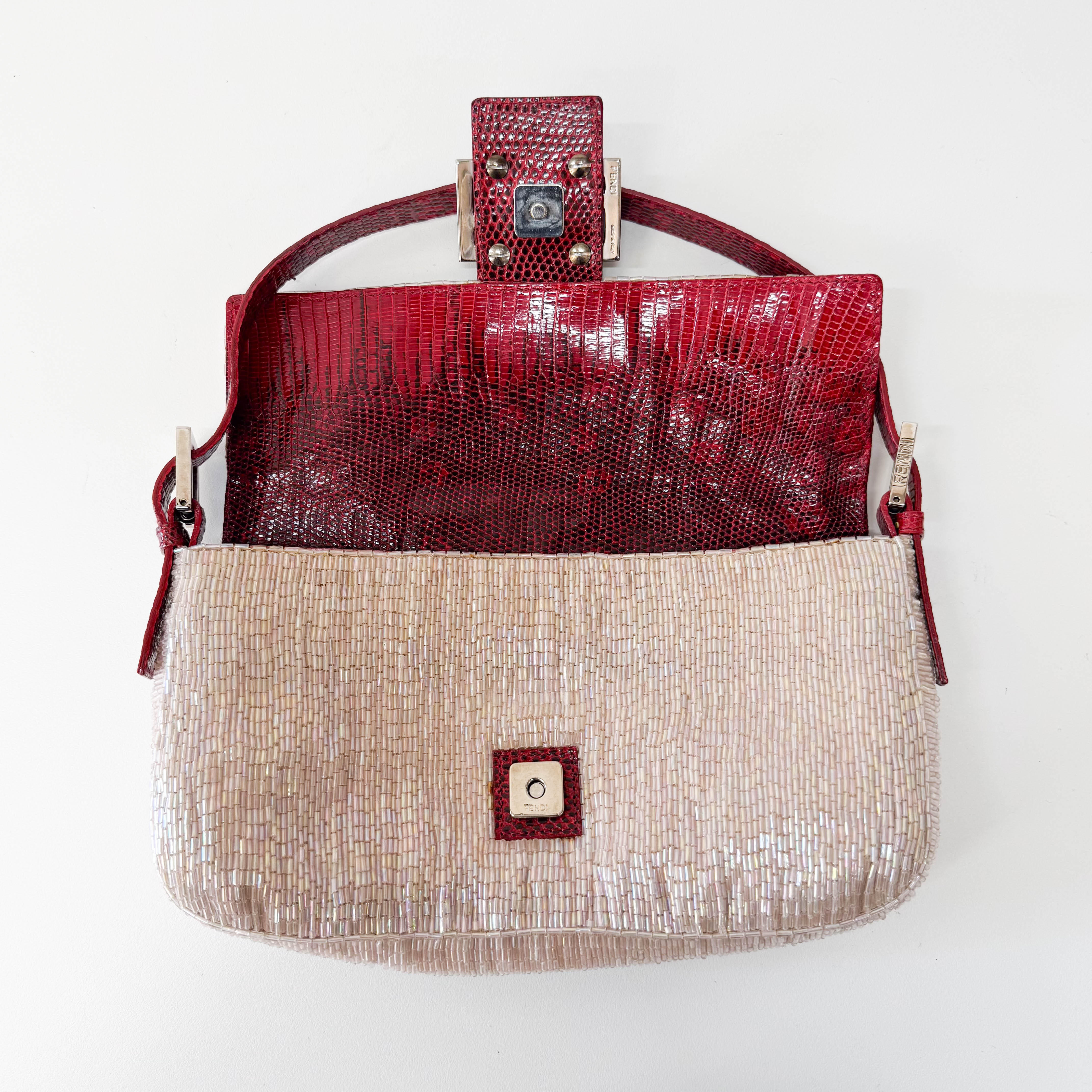 Baguette Pink Beaded Shoulder Bag