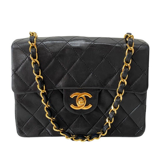 Matelassé Small Black Leather Shoulder Bag