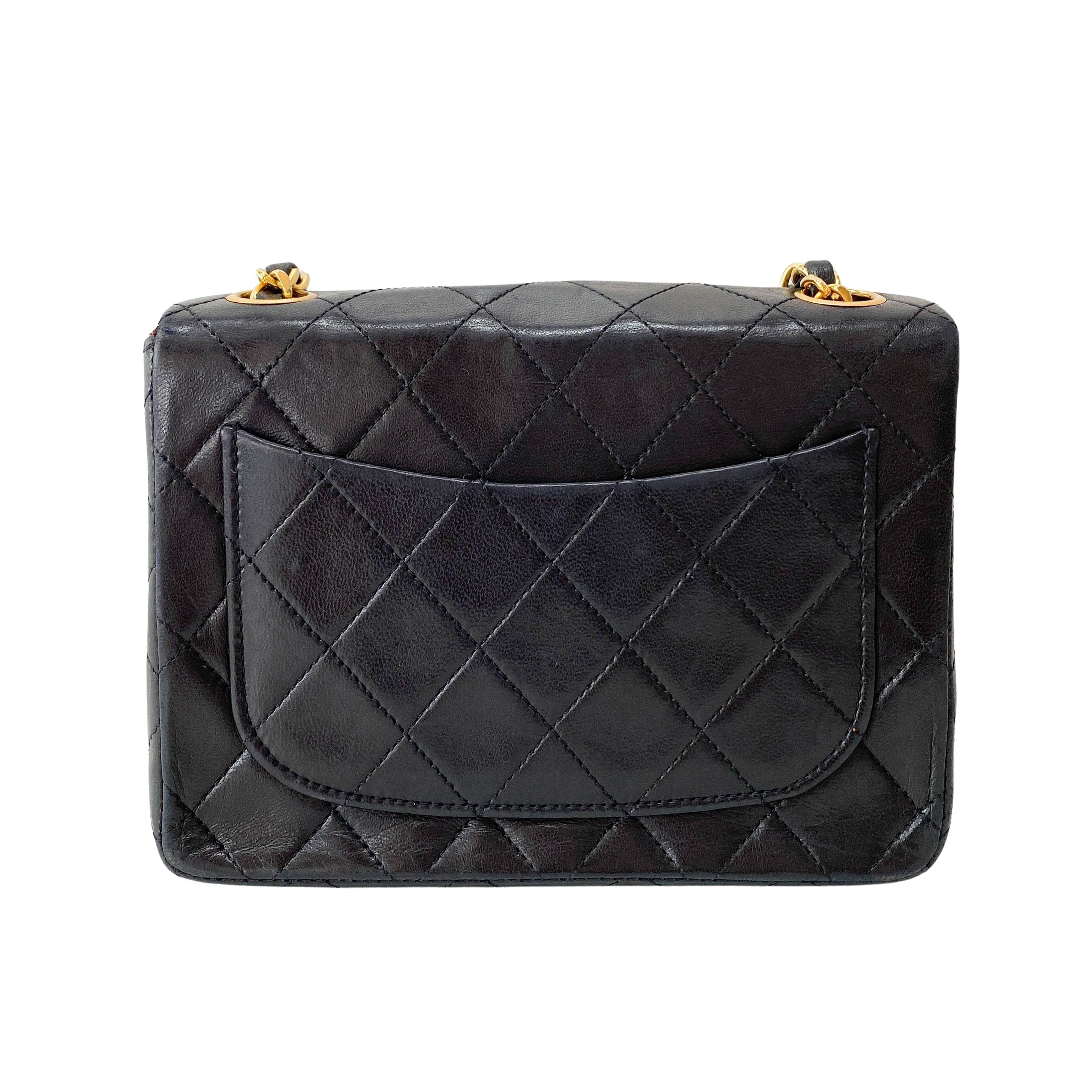Matelassé Small Black Leather Shoulder Bag