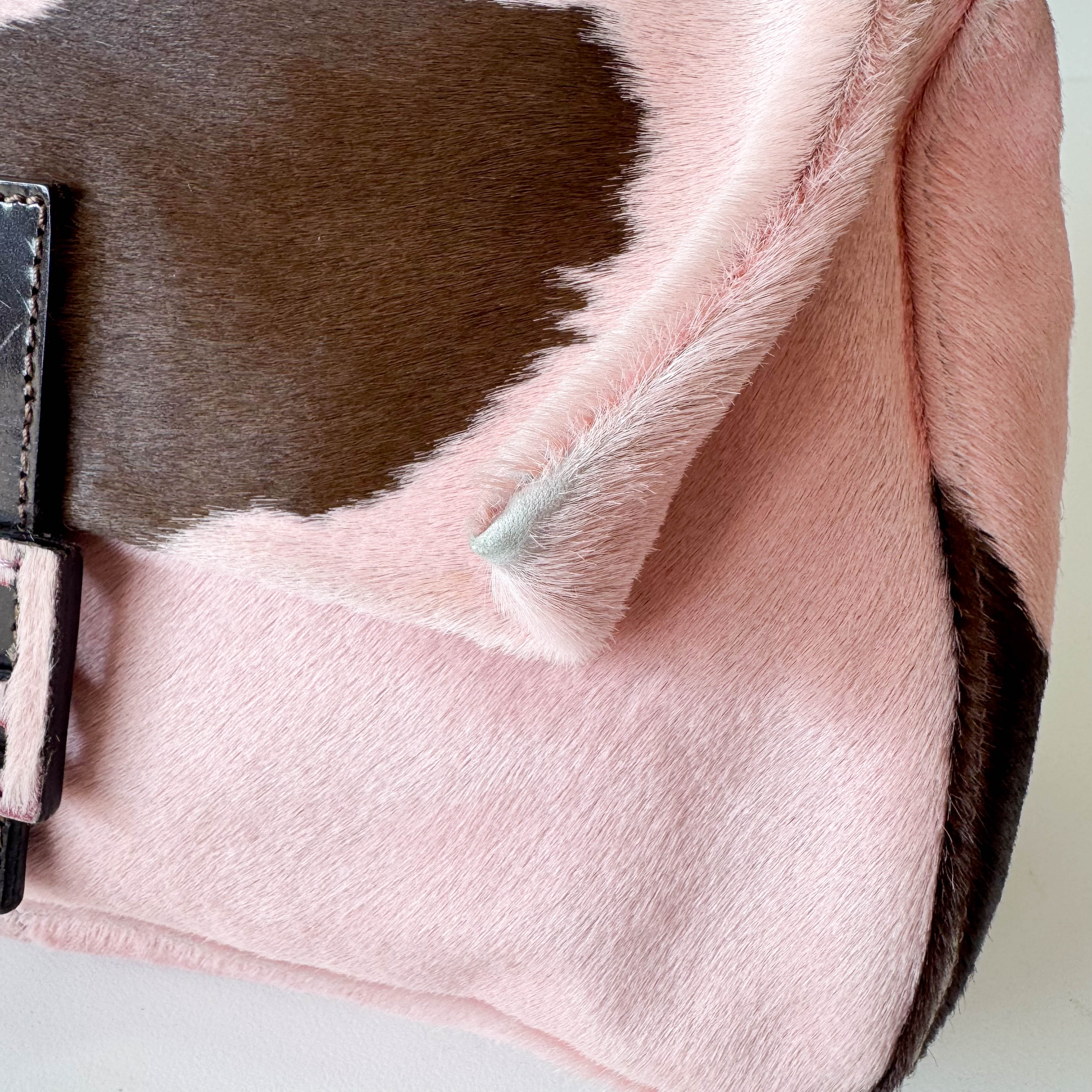 Mamma Baguette Pink Cow Print Pony Hair Shoulder Bag