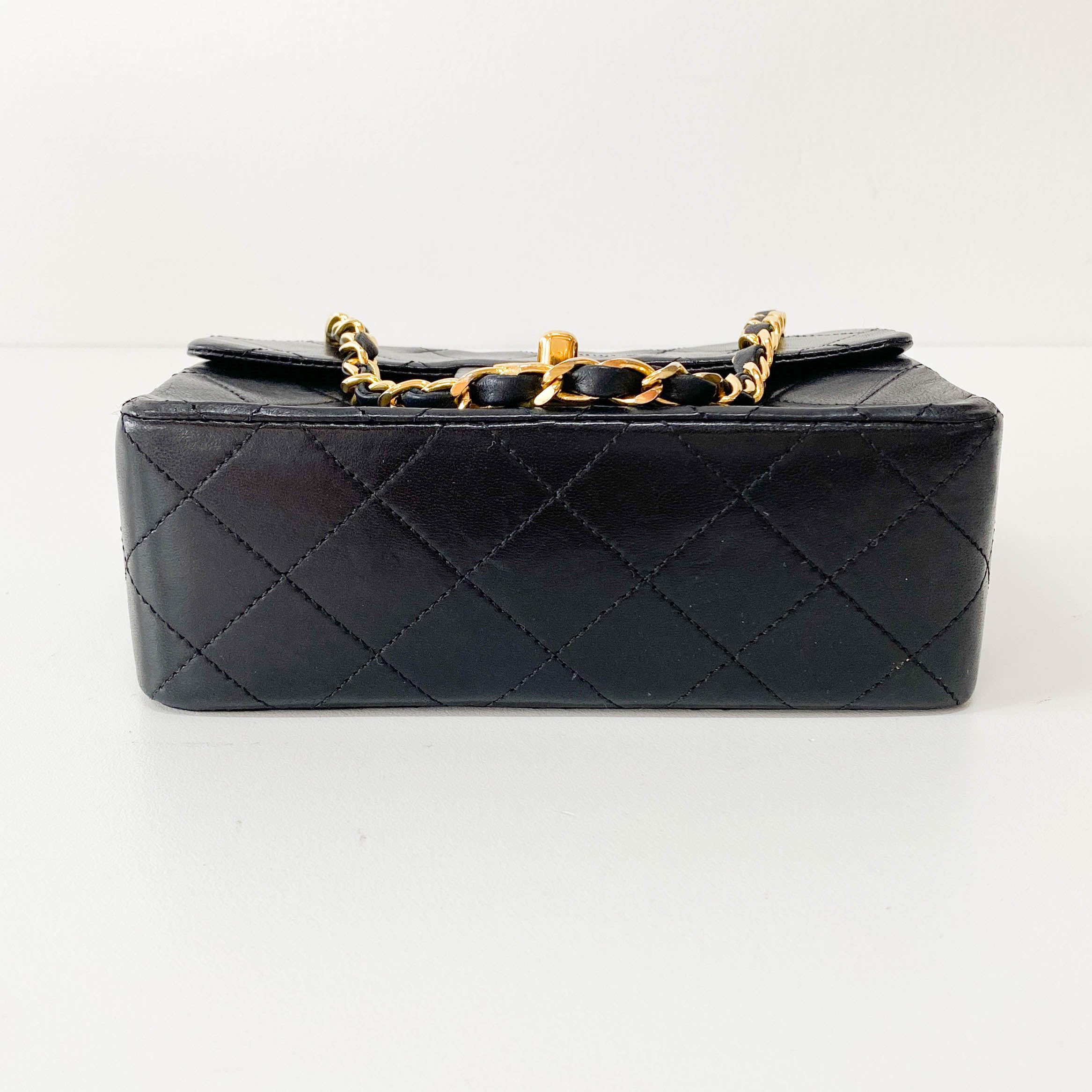 Matelassé Small Black Leather Shoulder Bag