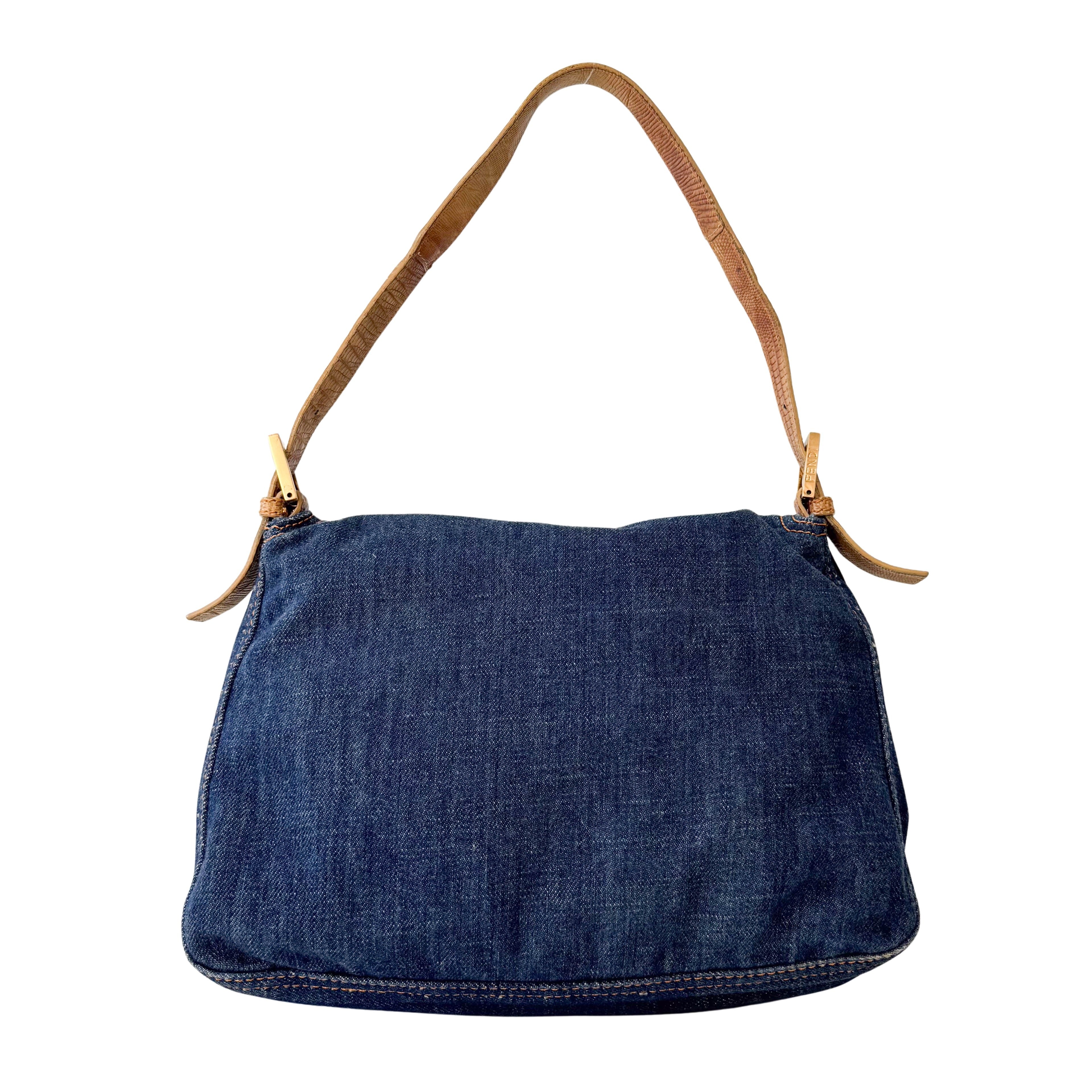 Mamma Baguette Blue Denim Shoulder Bag