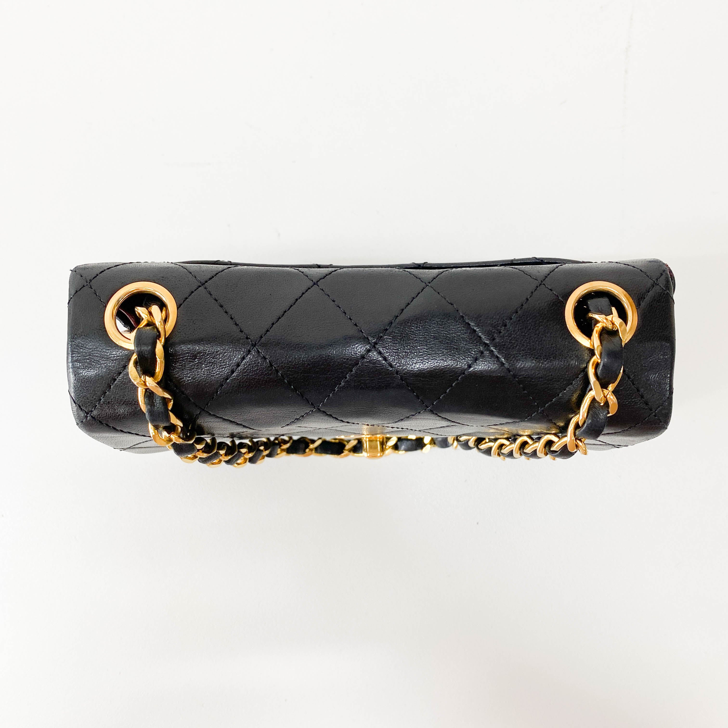Matelassé Small Black Leather Shoulder Bag