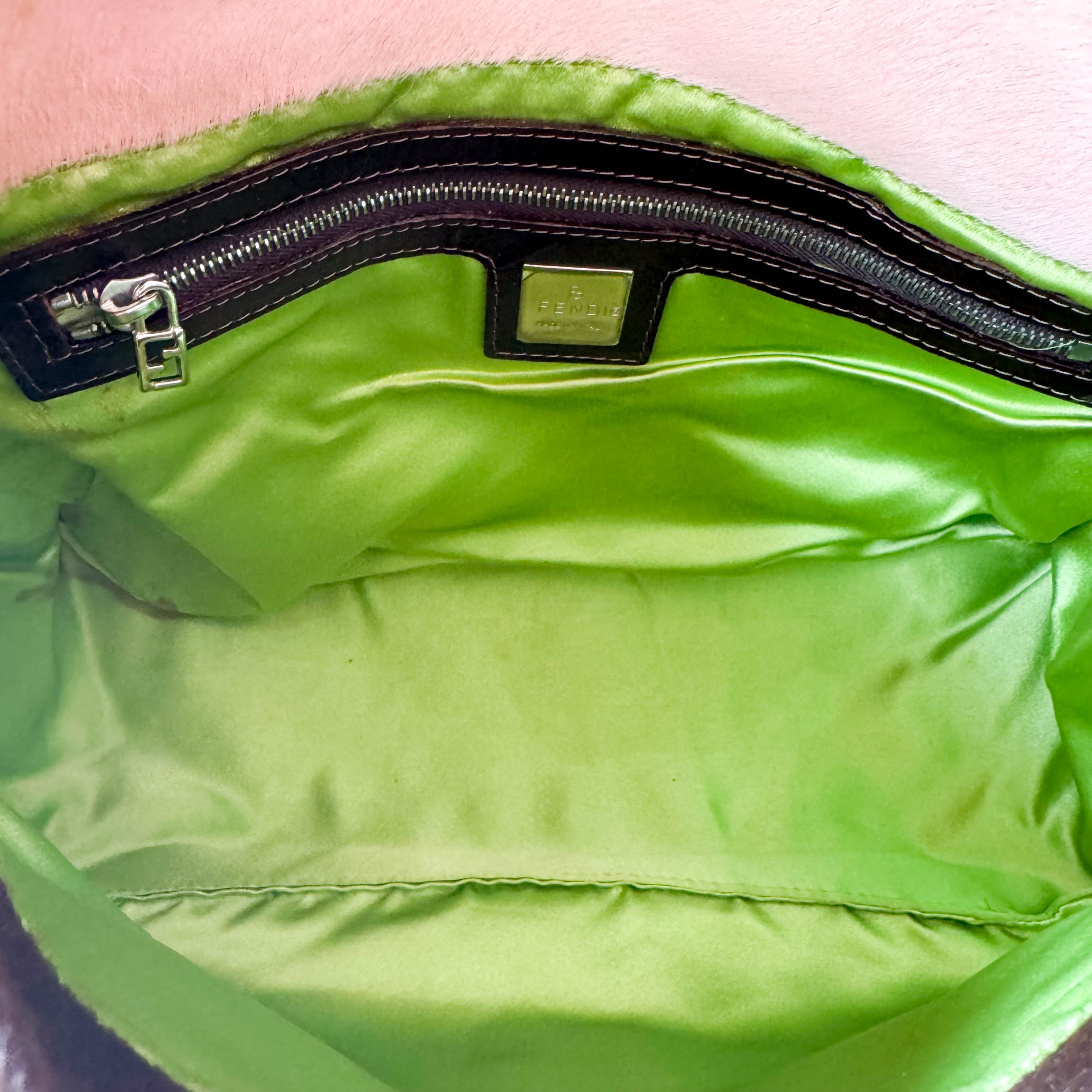 Mamma Baguette Pink Cow Print Pony Hair Shoulder Bag