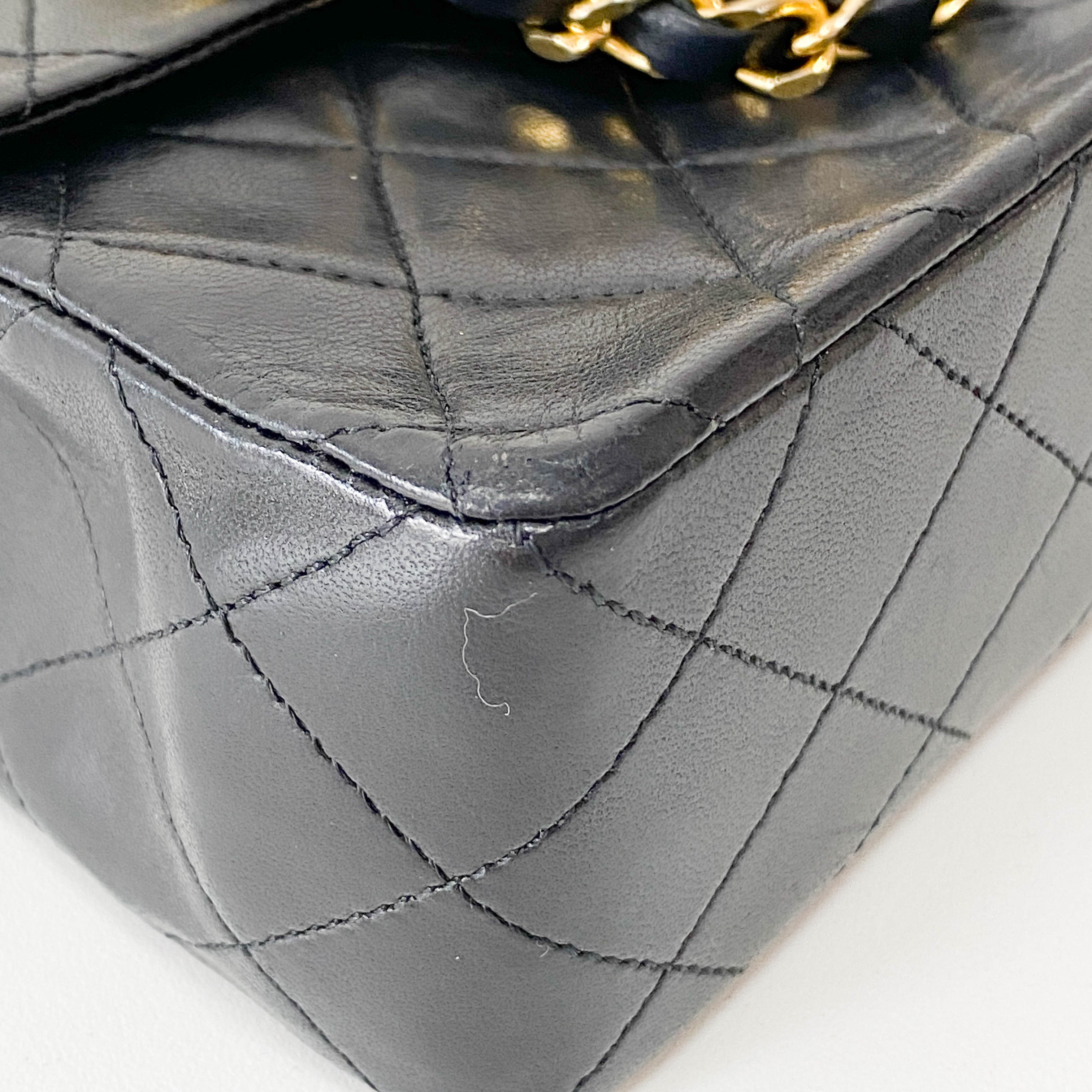 Matelassé Small Black Leather Shoulder Bag