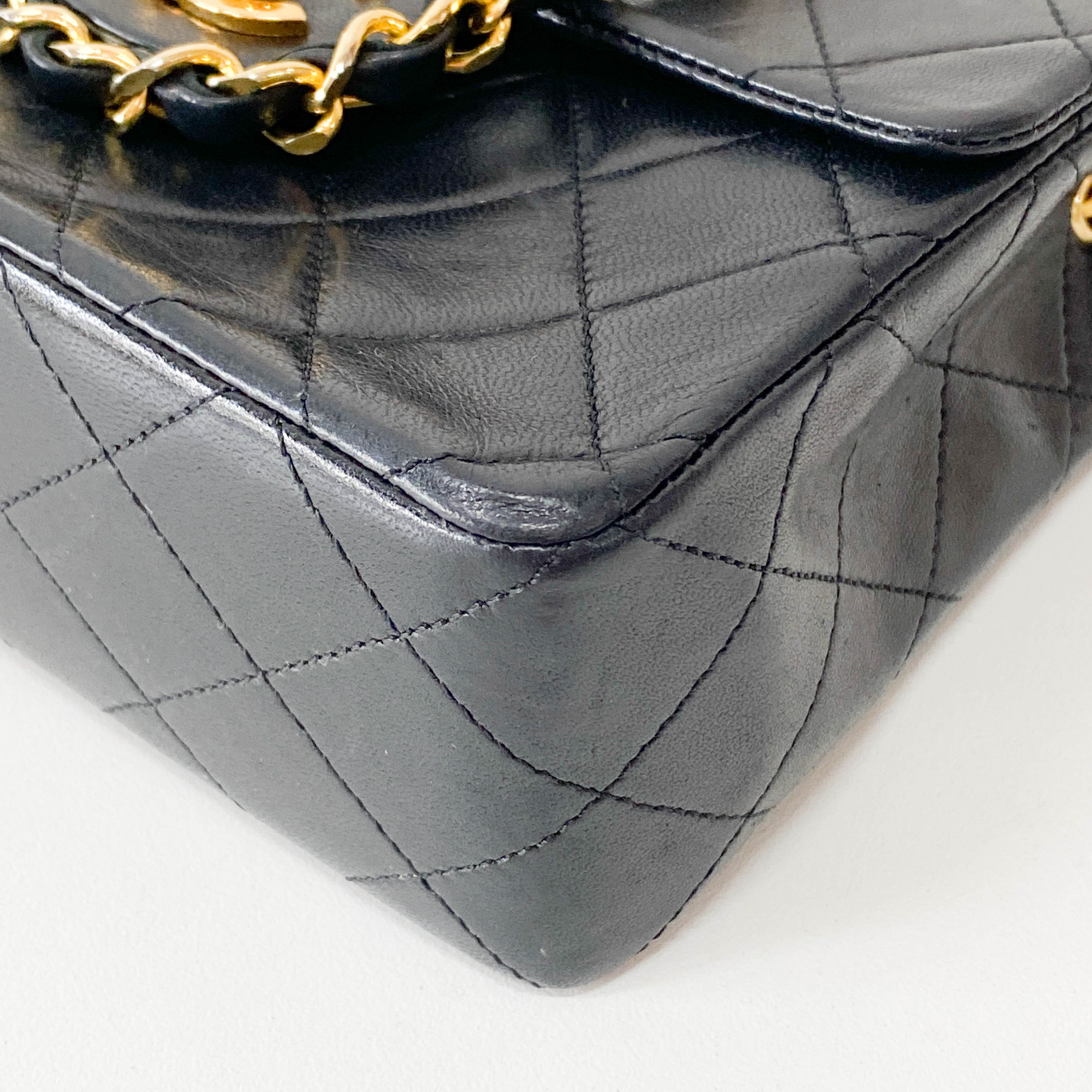 Matelassé Small Black Leather Shoulder Bag