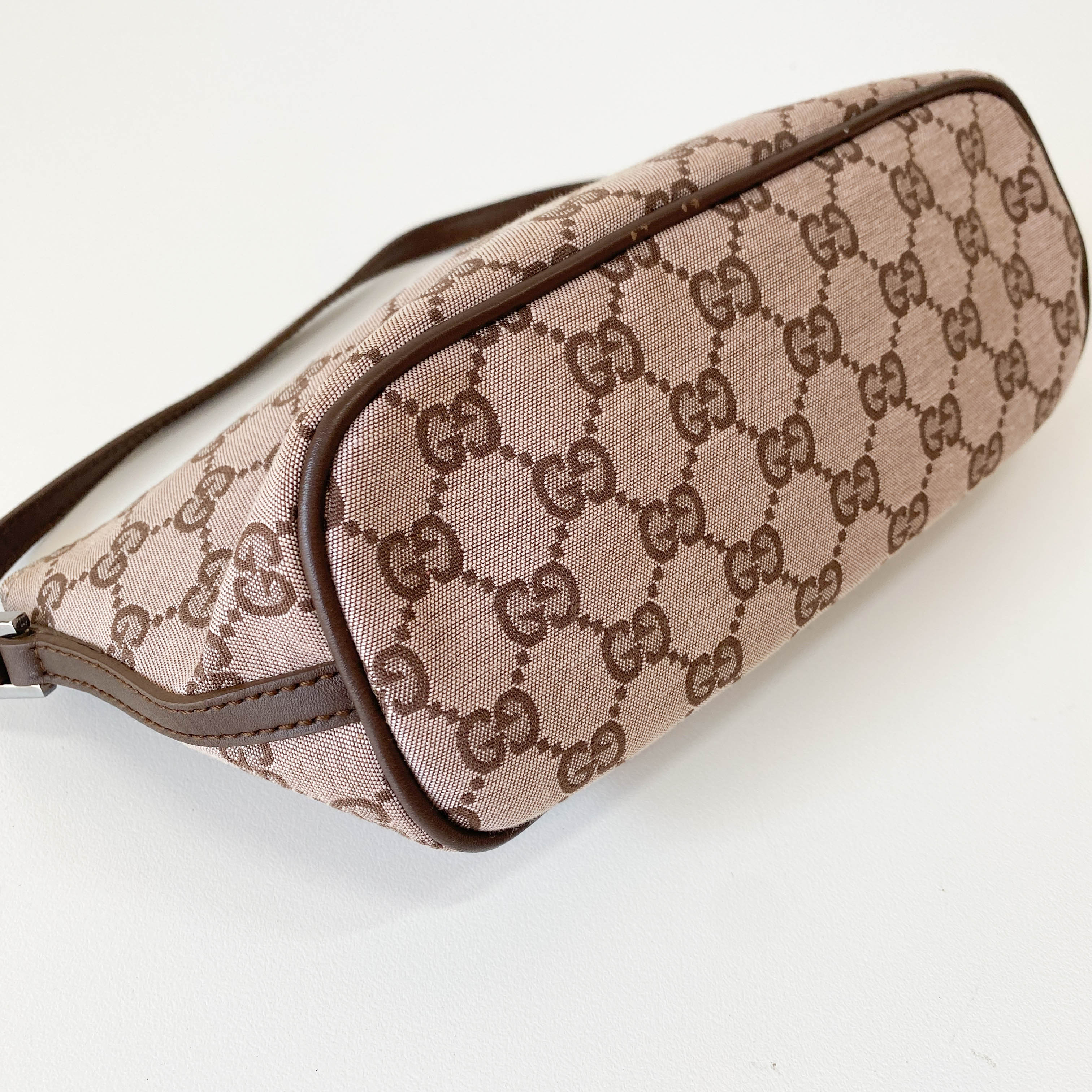 Brown Canvas Hobo Pochette Bag