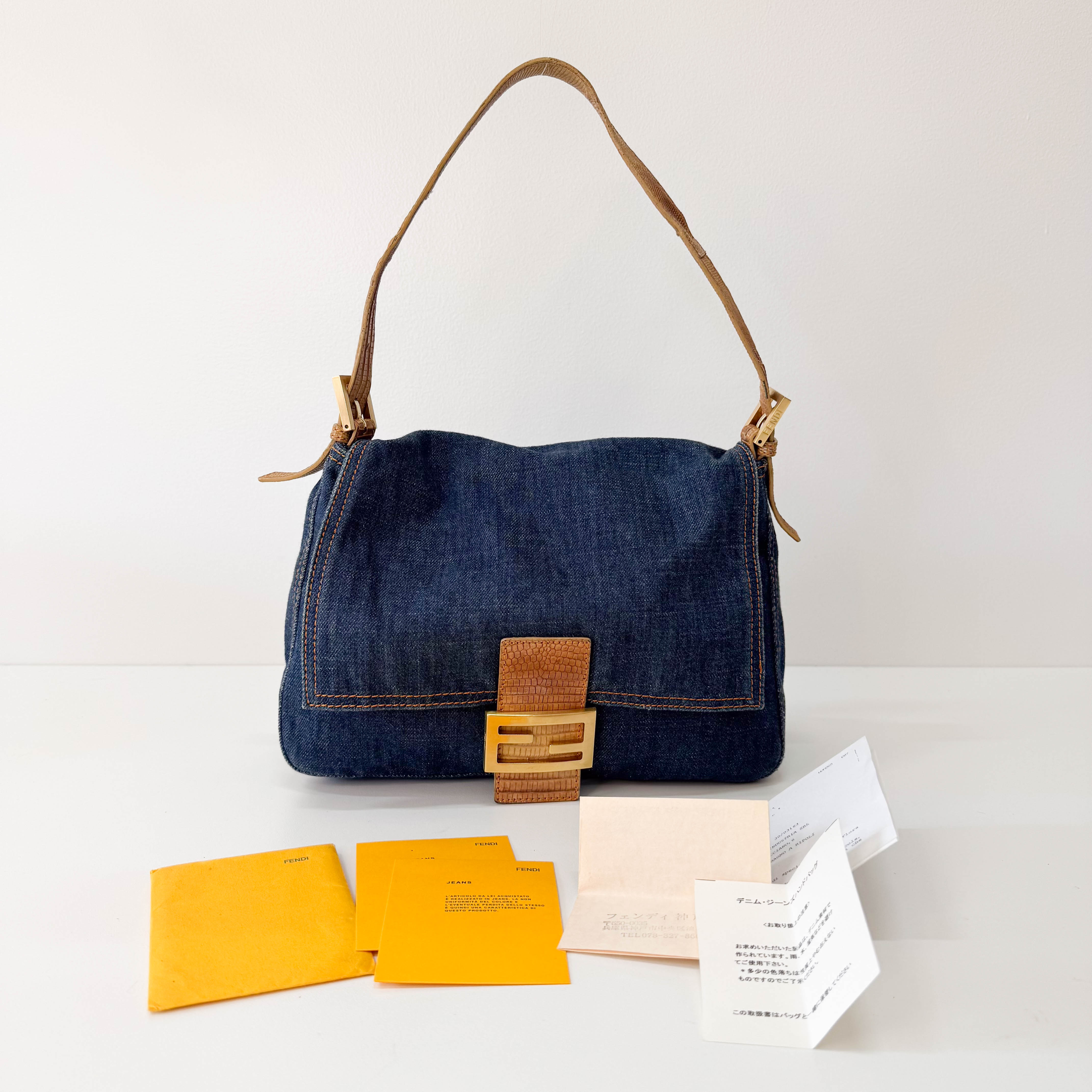 Mamma Baguette Blue Denim Shoulder Bag