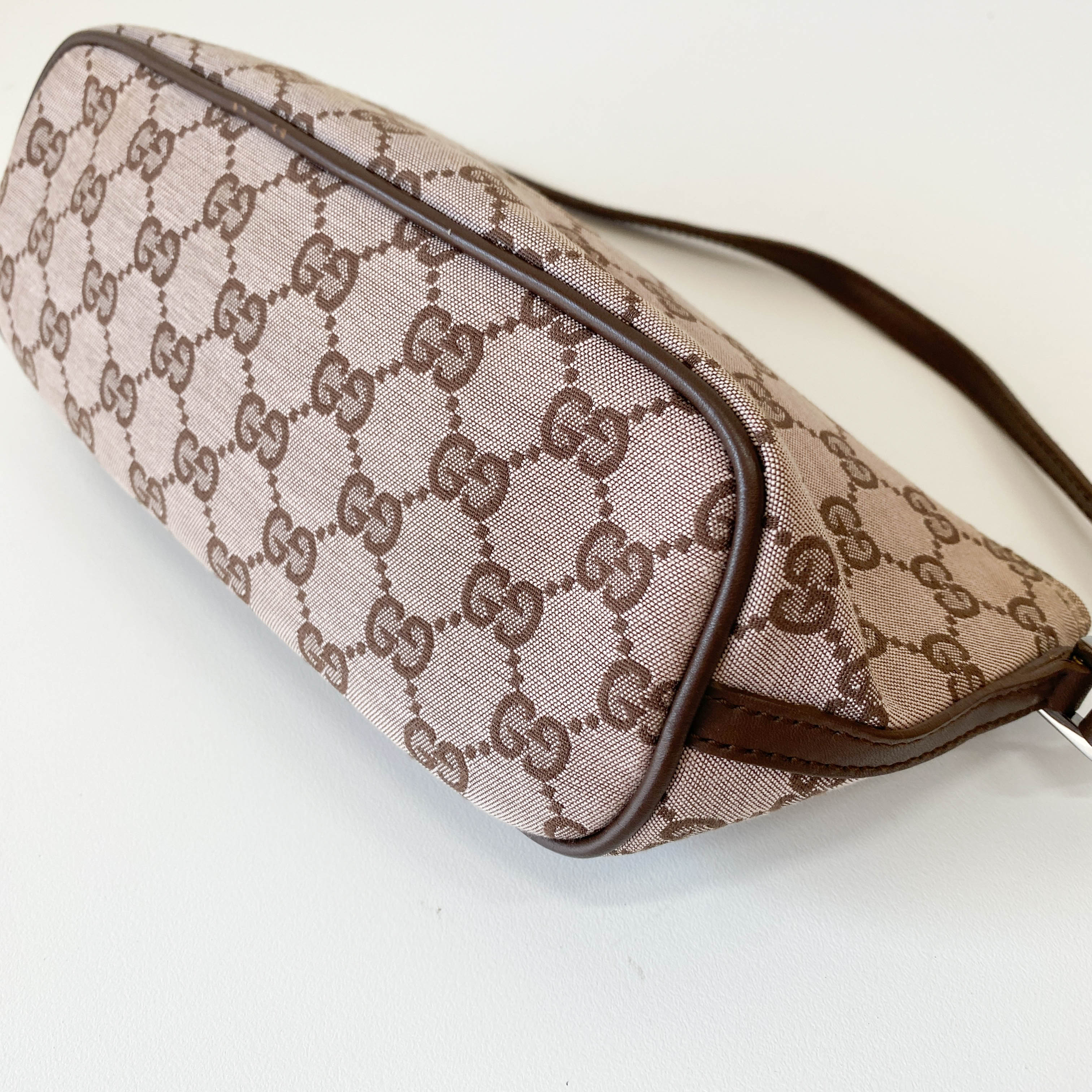 Brown Canvas Hobo Pochette Bag