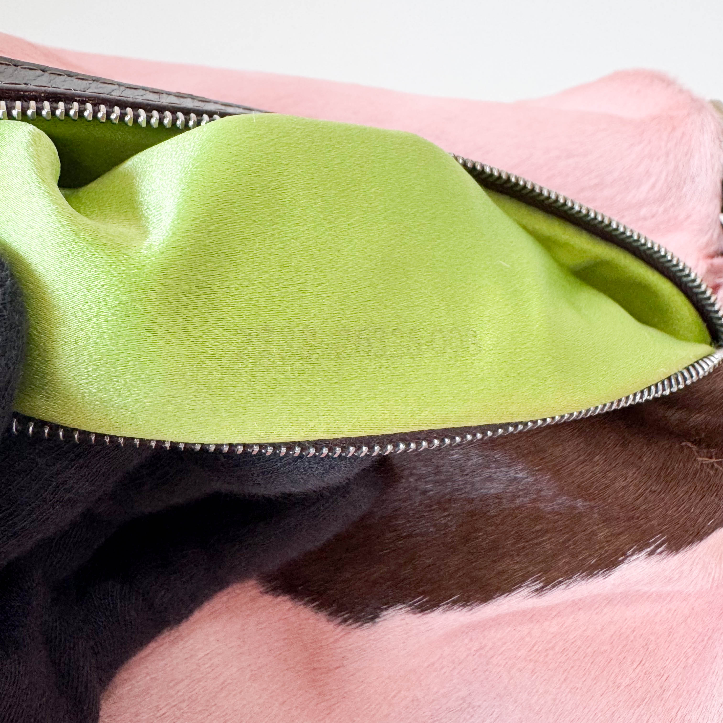 Mamma Baguette Pink Cow Print Pony Hair Shoulder Bag