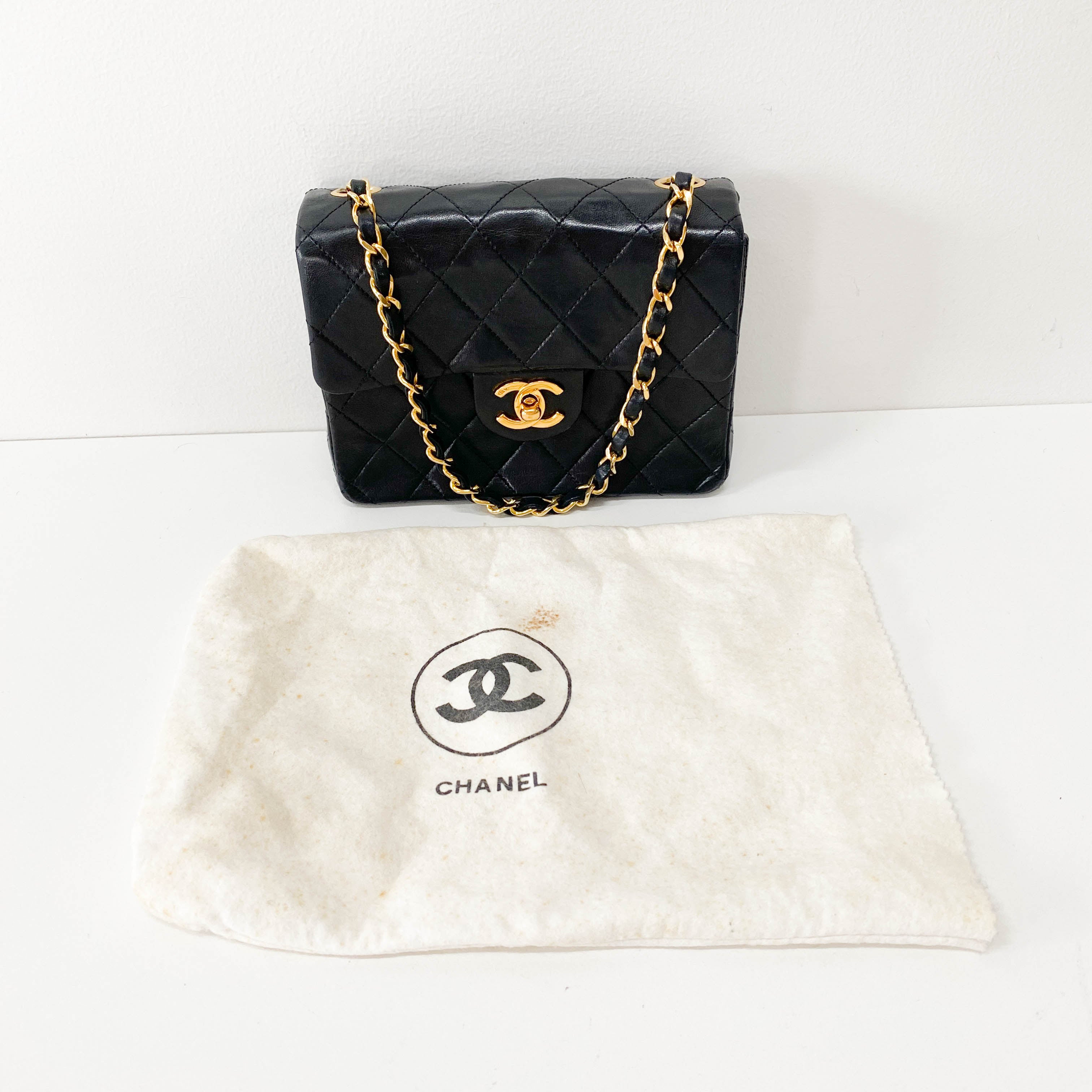 Matelassé Small Black Leather Shoulder Bag