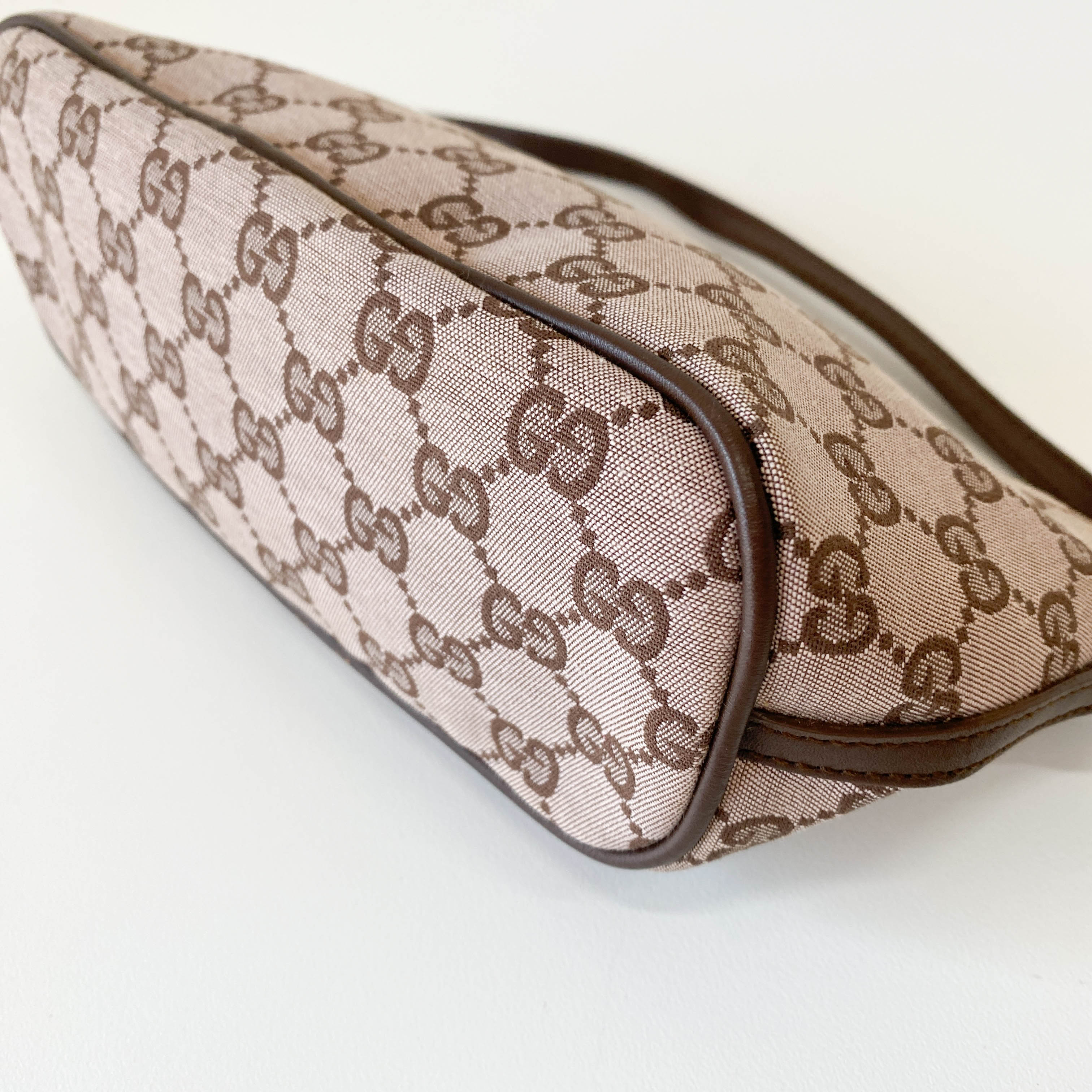 Brown Canvas Hobo Pochette Bag