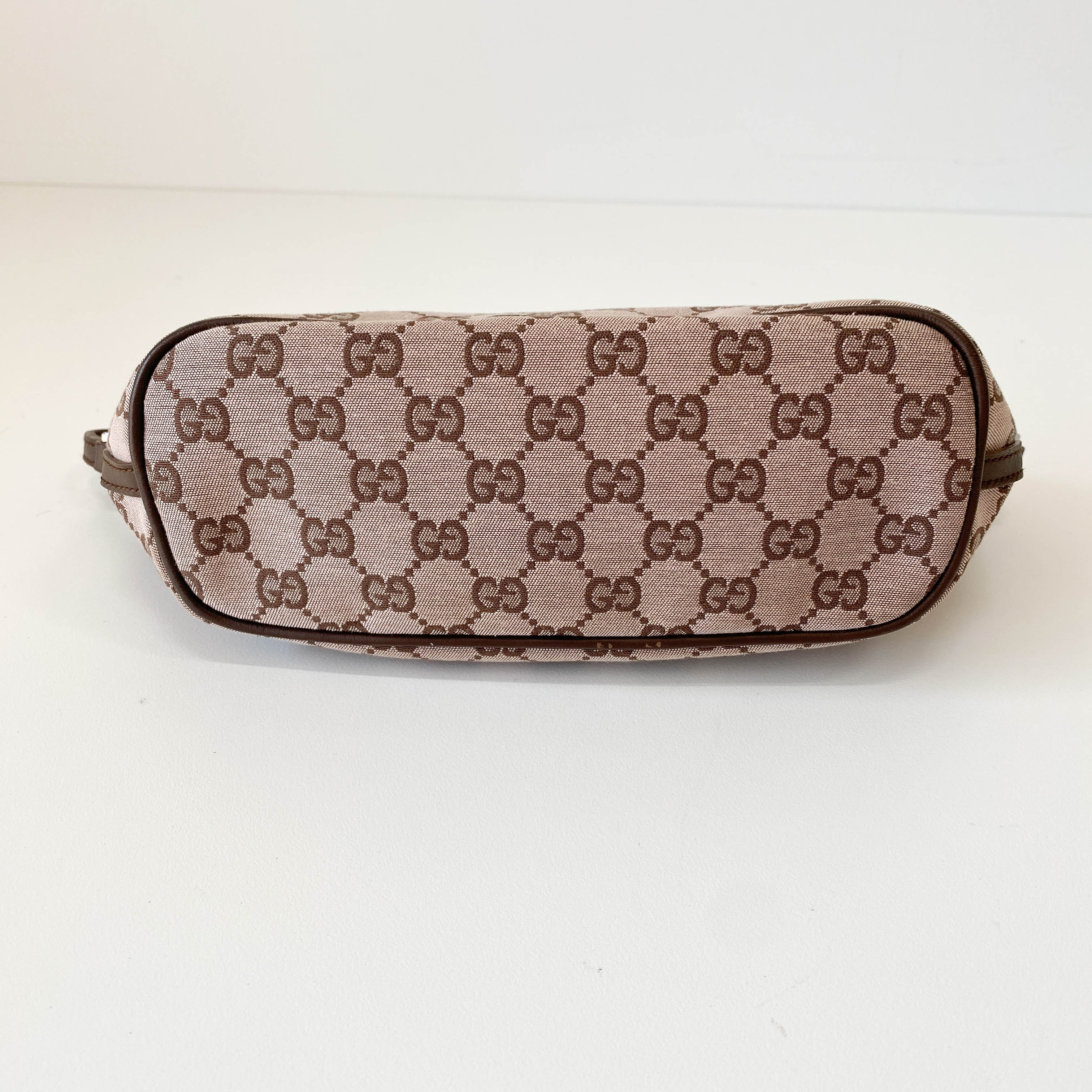 Brown Canvas Hobo Pochette Bag