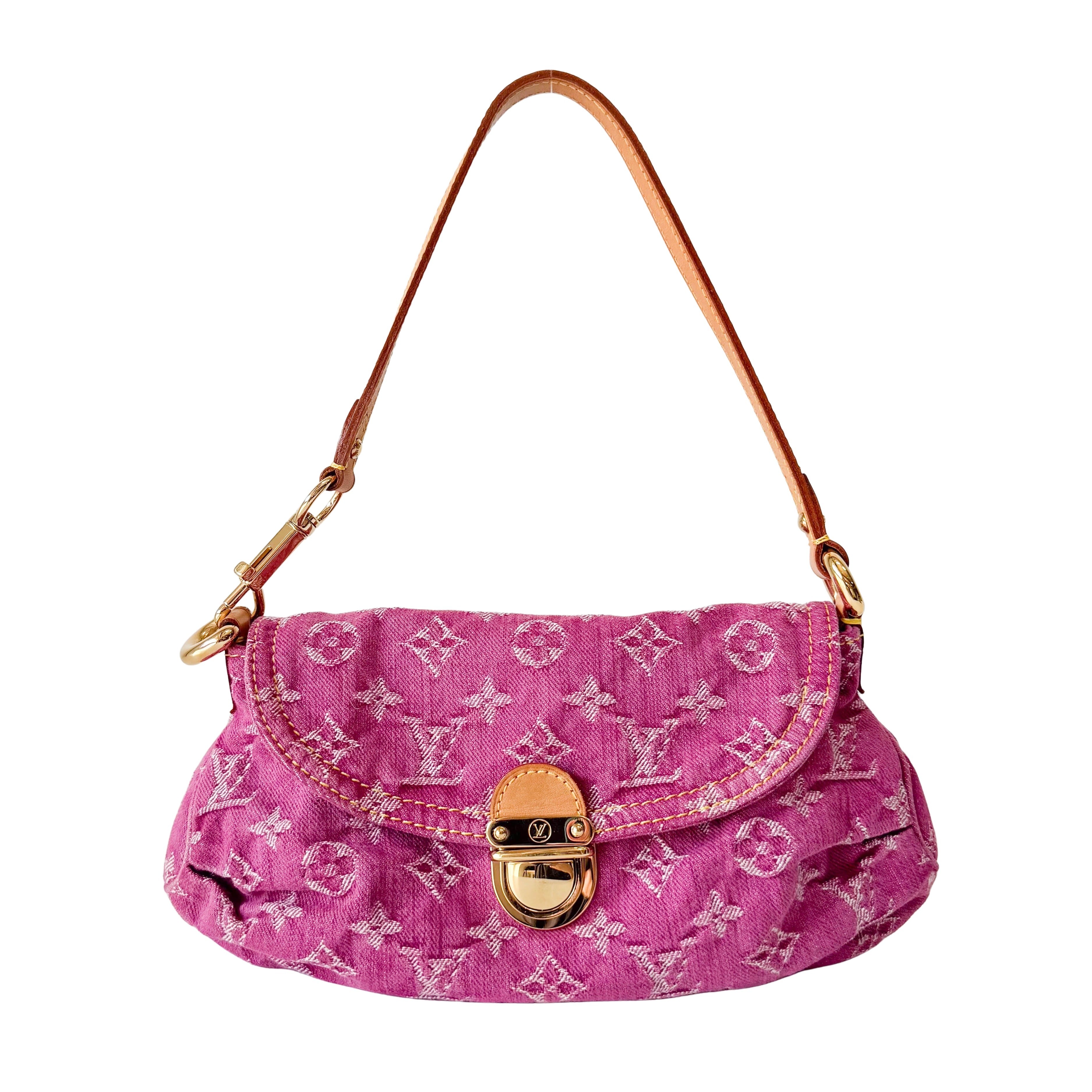 Mini Pleaty Pink Denim Shoulder Bag